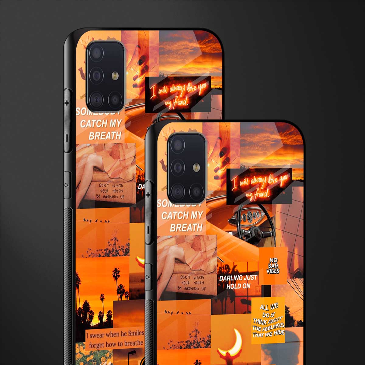 orange aesthetic glass case for samsung galaxy a71 image-2