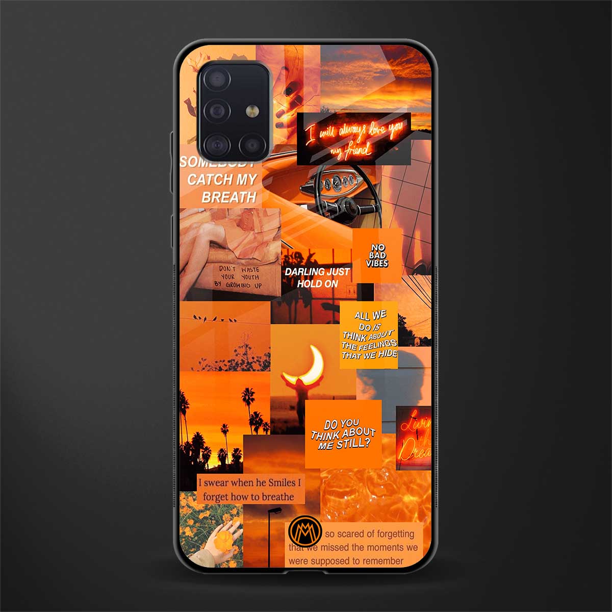 orange aesthetic glass case for samsung galaxy a71 image
