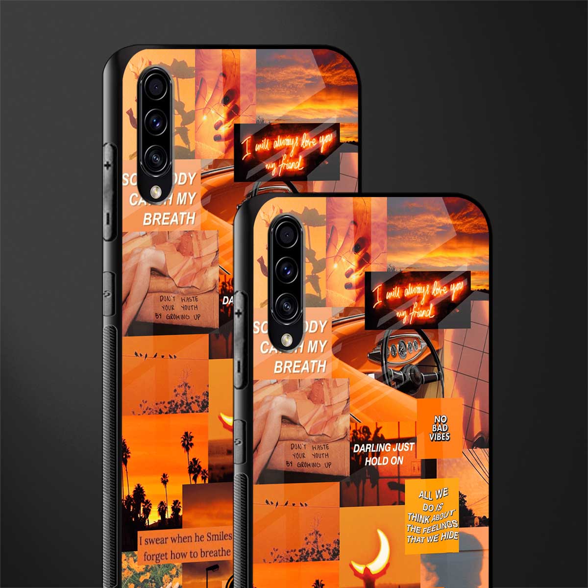 orange aesthetic glass case for samsung galaxy a30s image-2