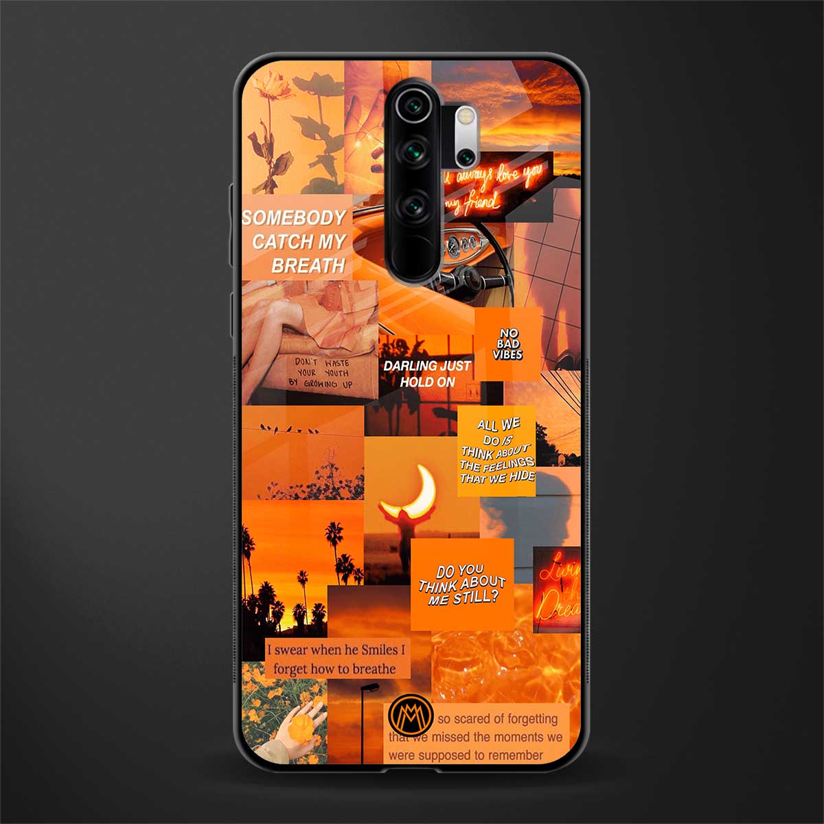 orange aesthetic glass case for redmi note 8 pro image