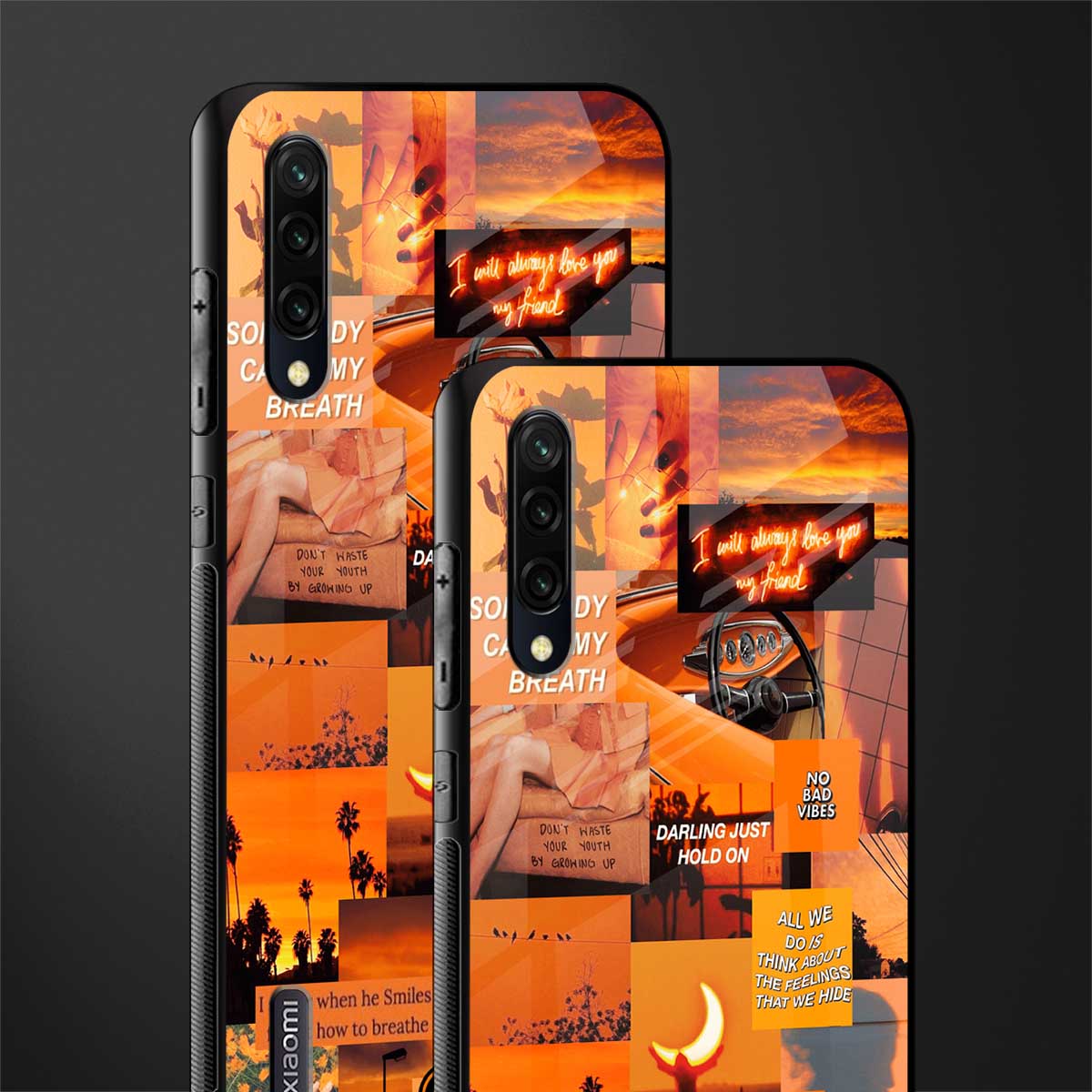 orange aesthetic glass case for mi a3 redmi a3 image-2