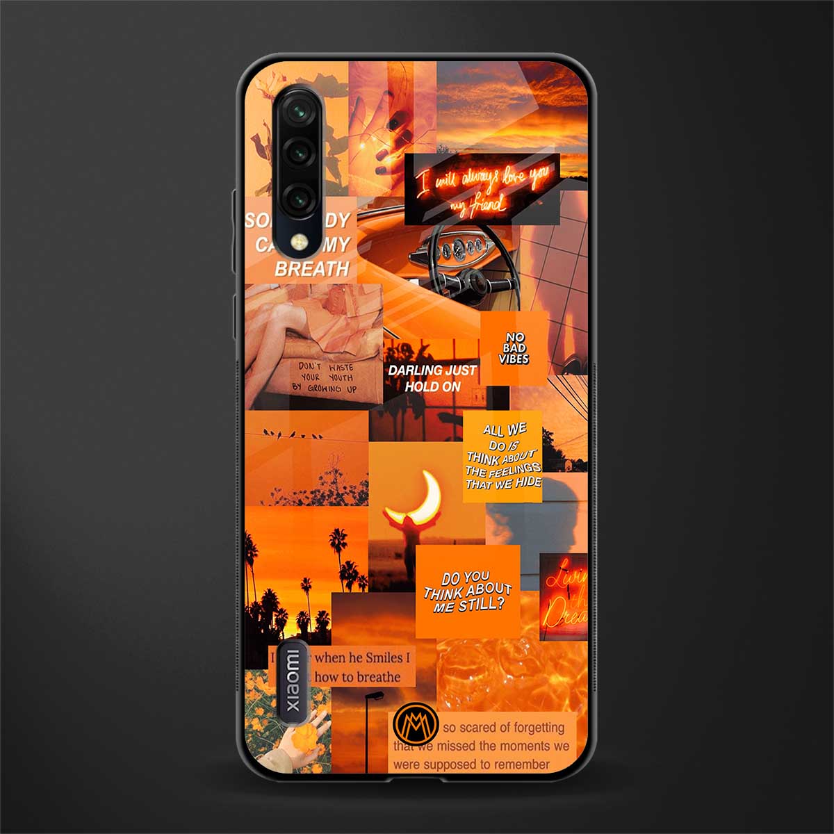 orange aesthetic glass case for mi a3 redmi a3 image