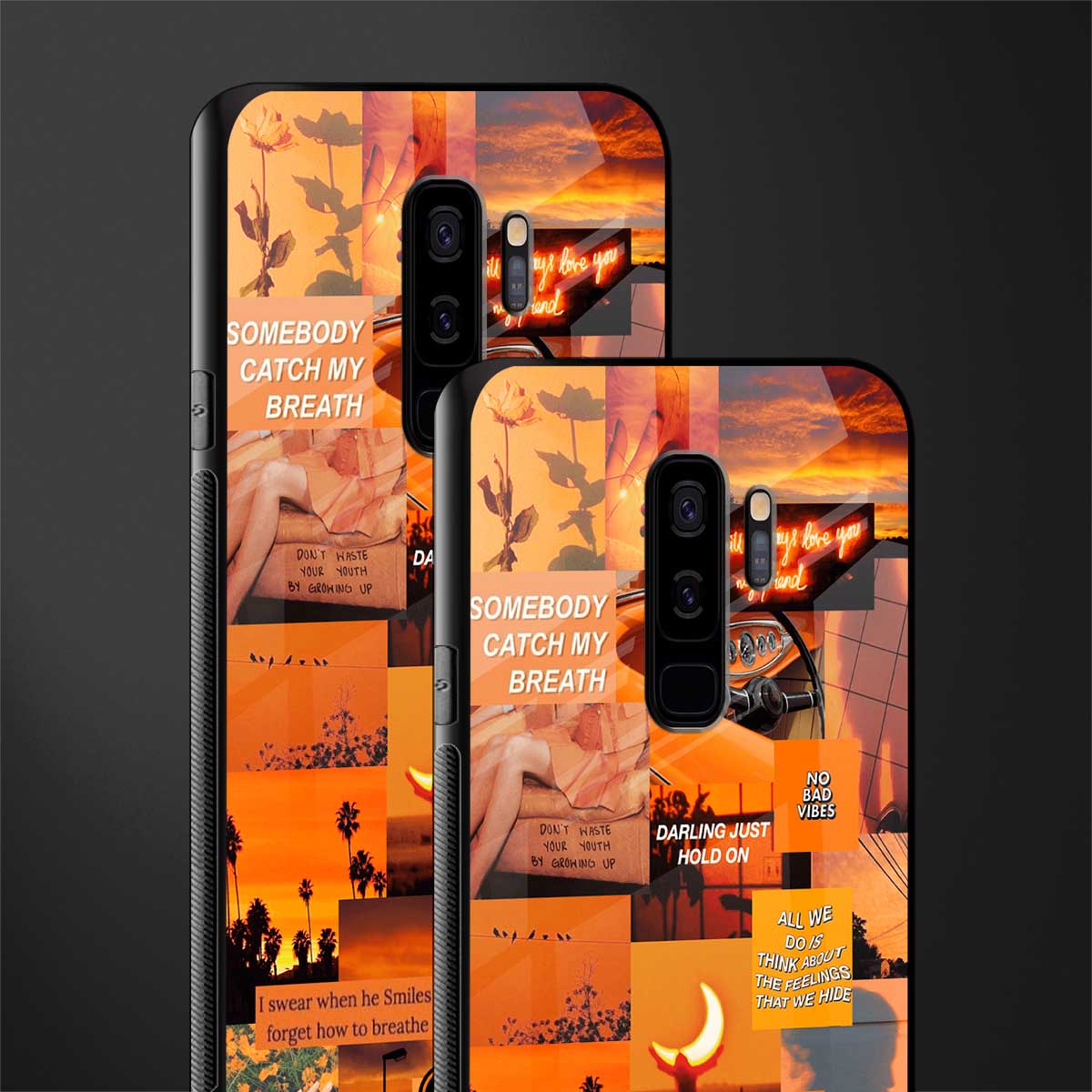 orange aesthetic glass case for samsung galaxy s9 plus image-2