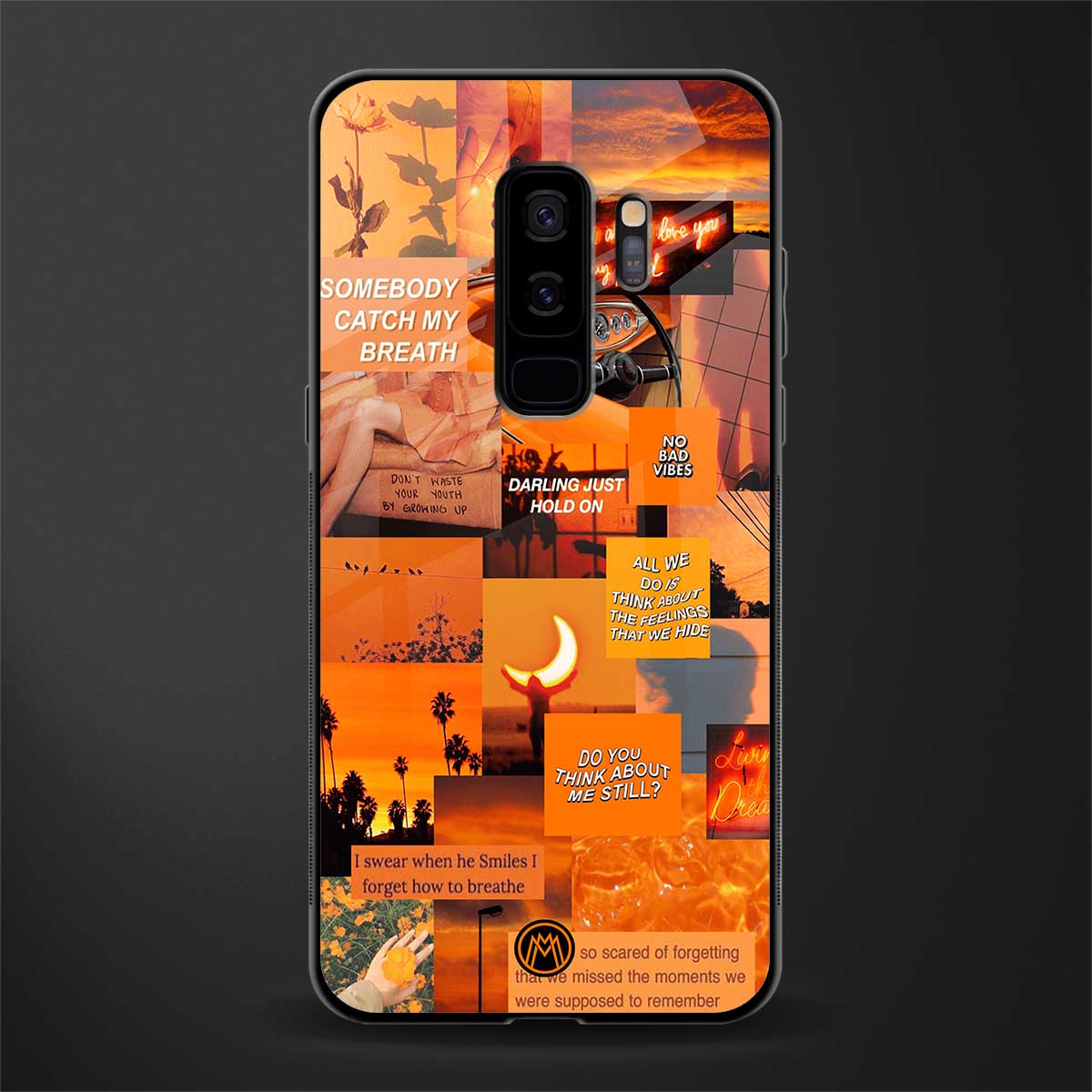 orange aesthetic glass case for samsung galaxy s9 plus image