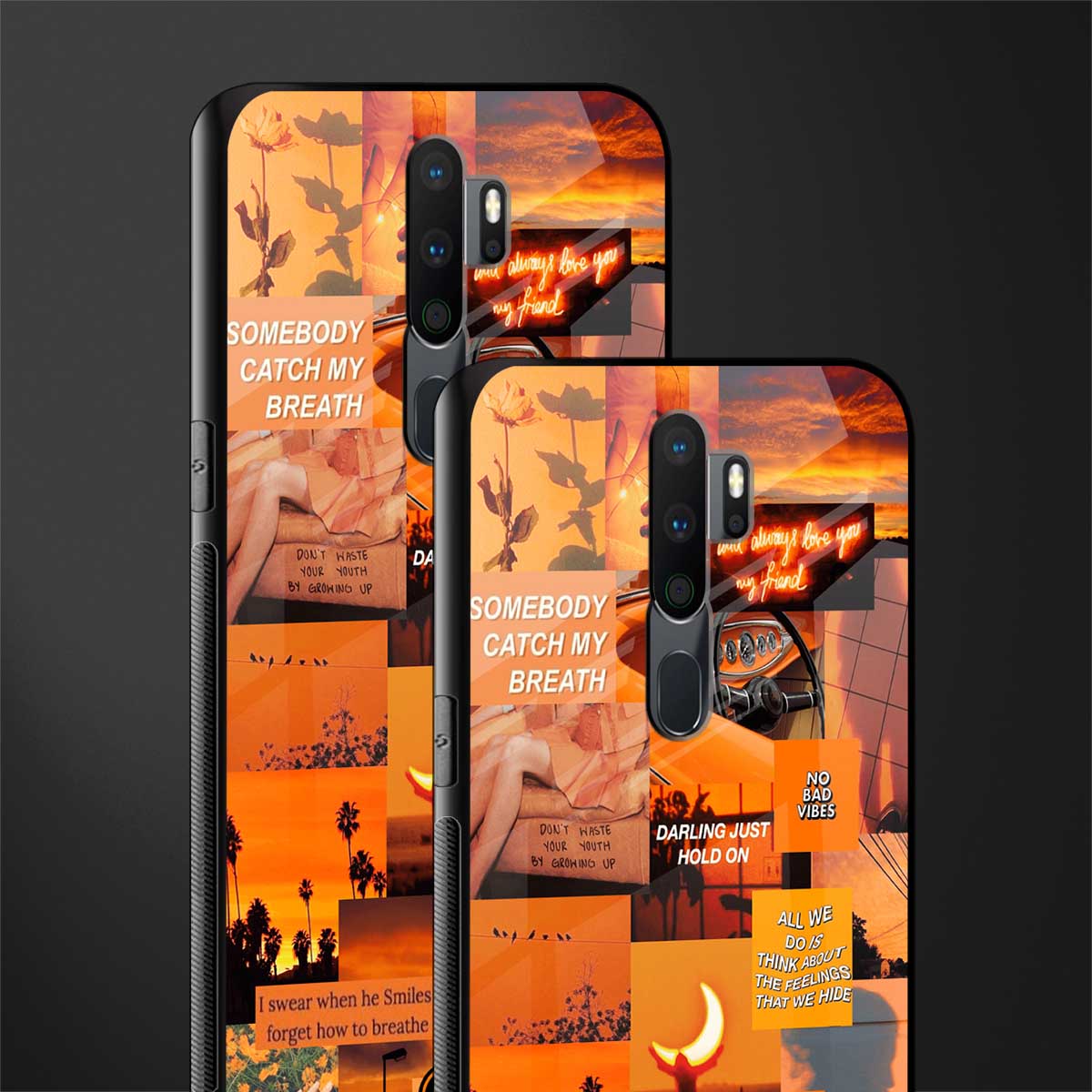 orange aesthetic glass case for oppo a9 2020 image-2