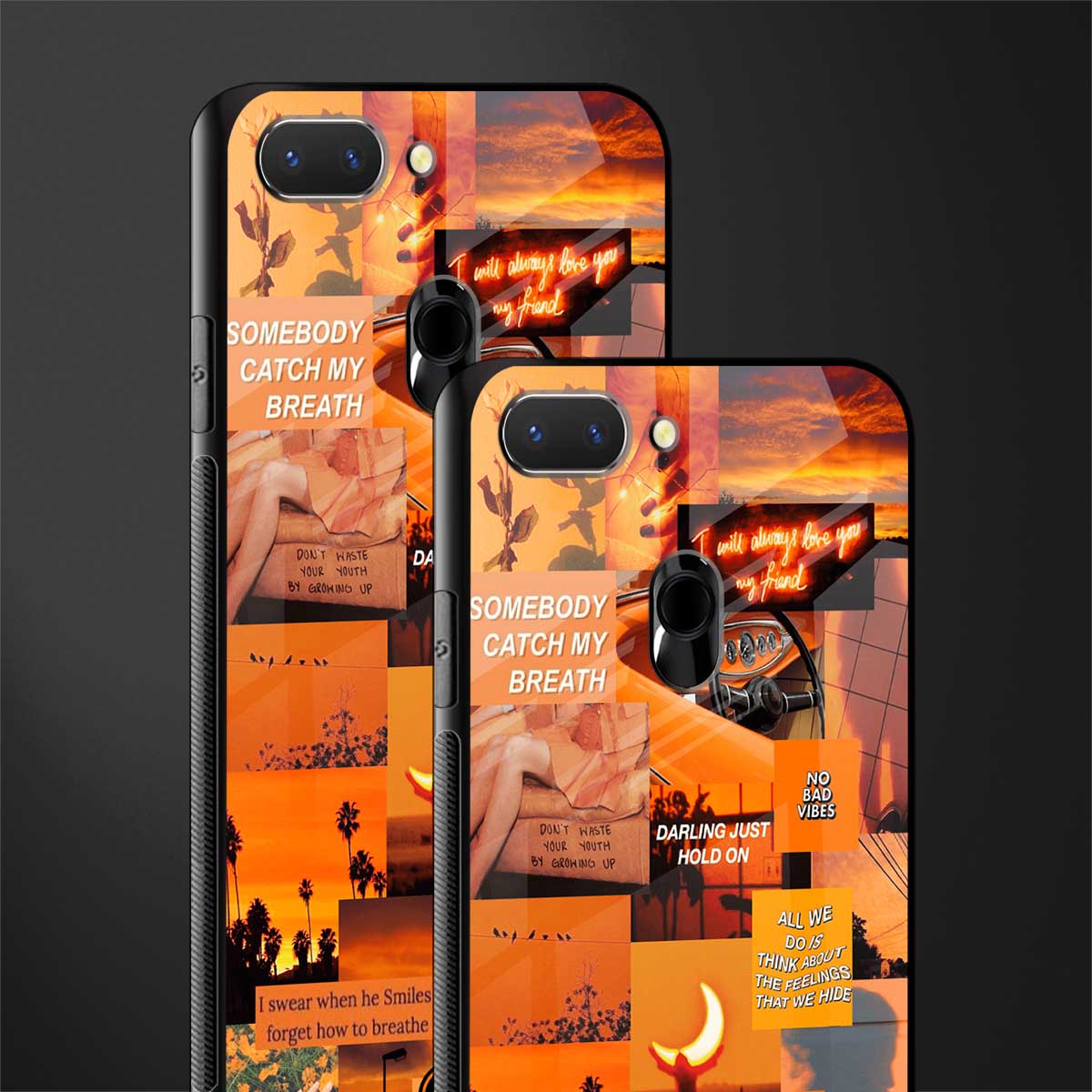 orange aesthetic glass case for realme 2 image-2