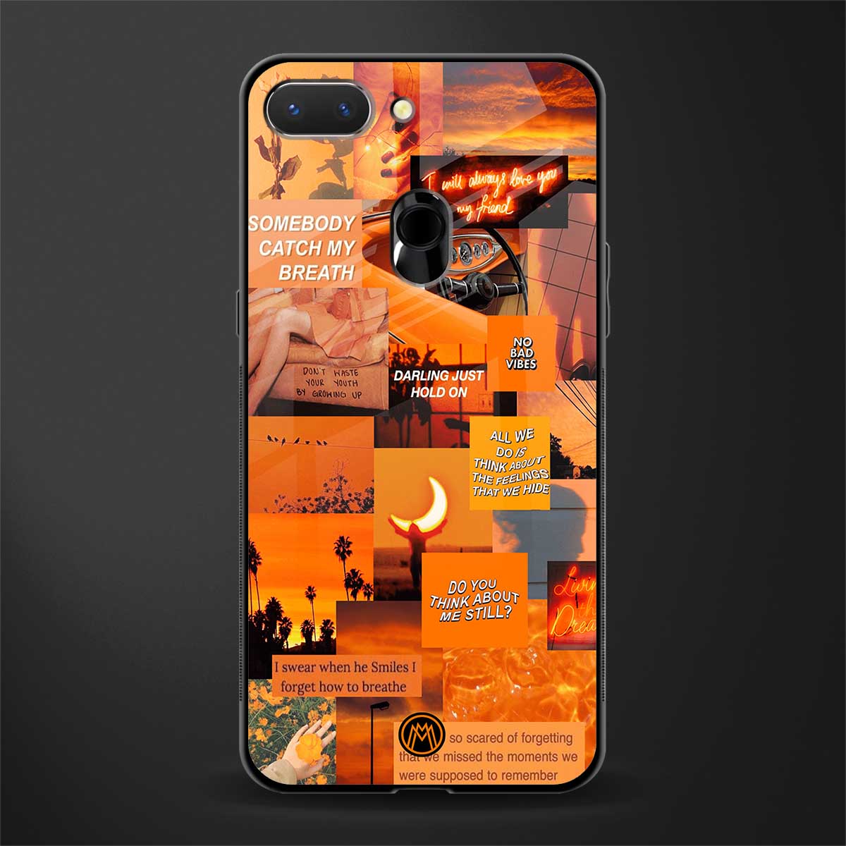 orange aesthetic glass case for realme 2 image