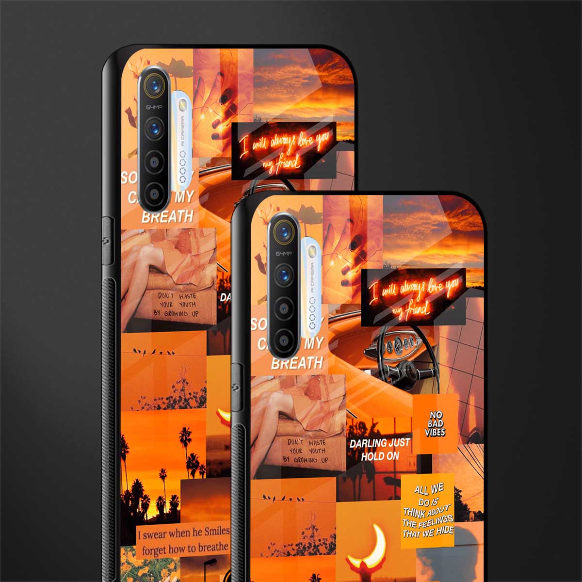 orange aesthetic glass case for realme x2 image-2