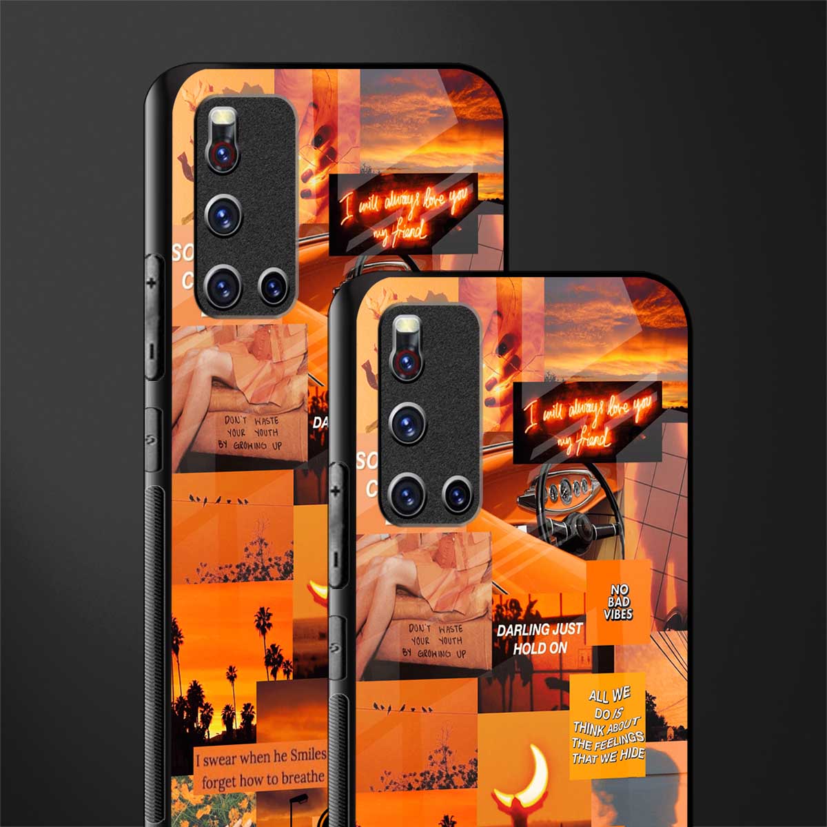 orange aesthetic glass case for vivo v19 image-2