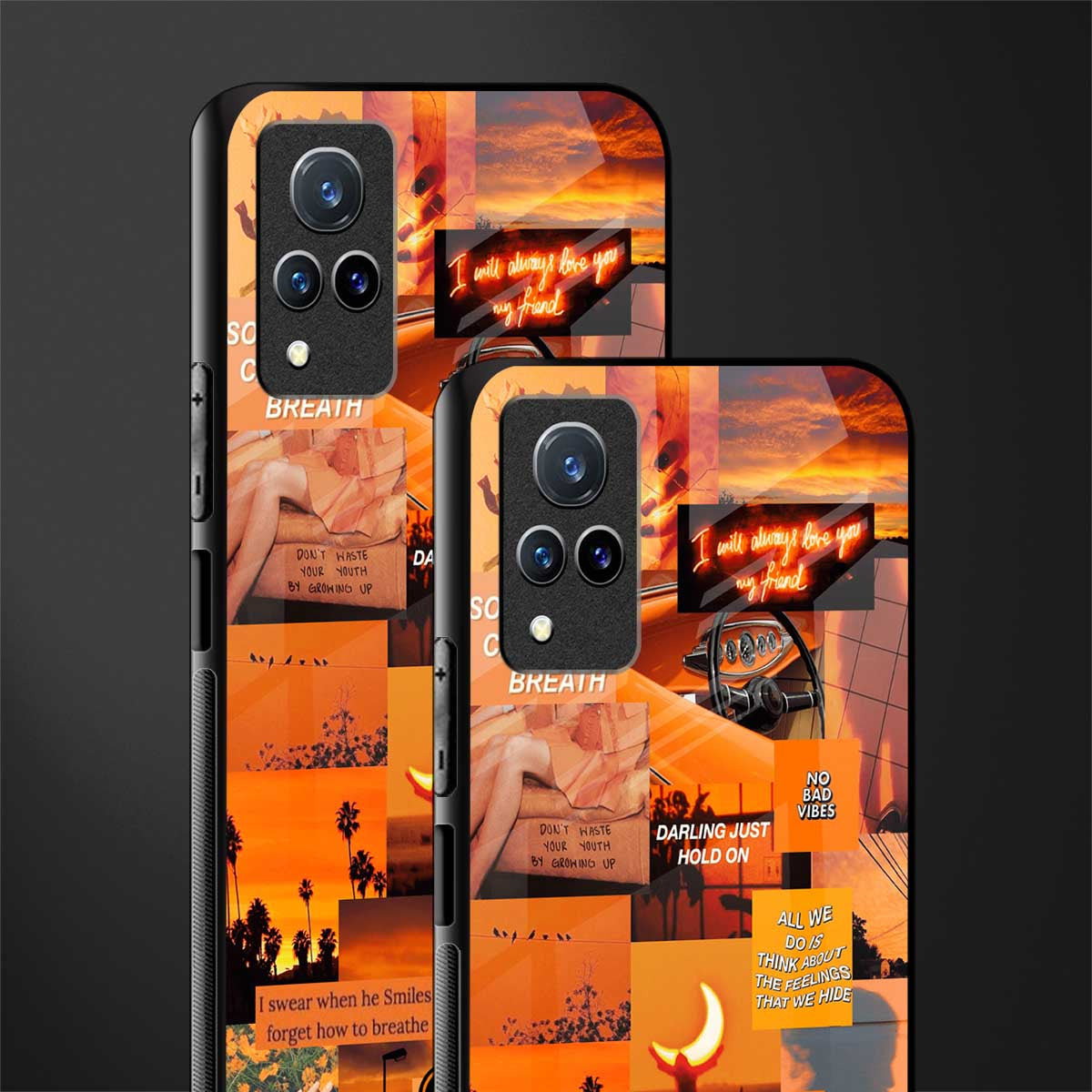 orange aesthetic glass case for vivo v21 5g image-2