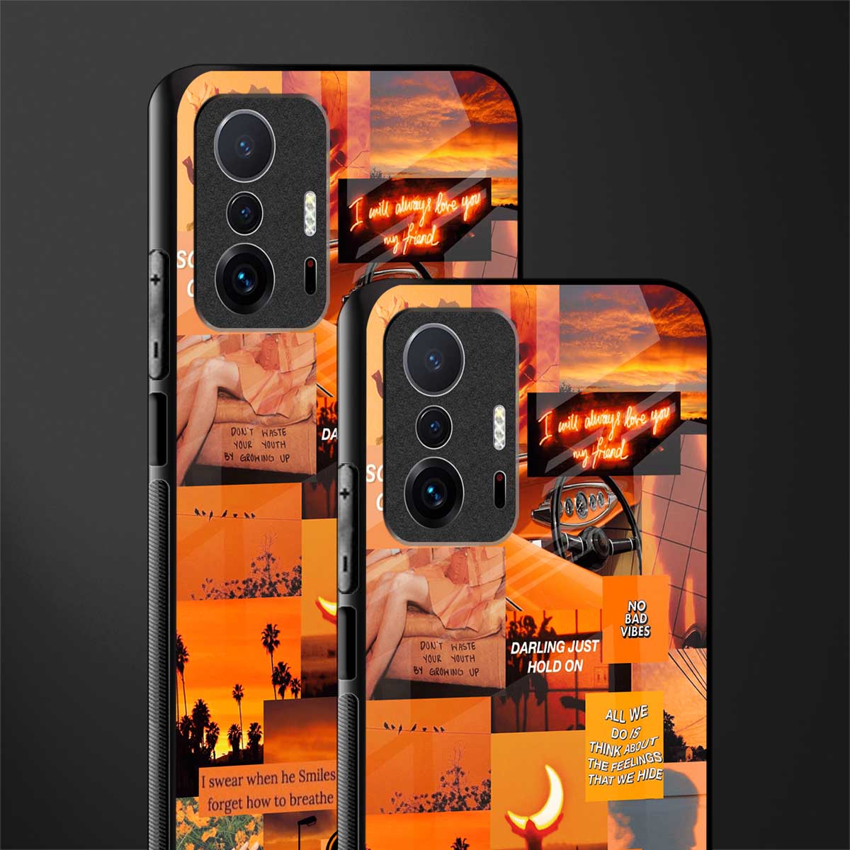 orange aesthetic glass case for mi 11t pro 5g image-2