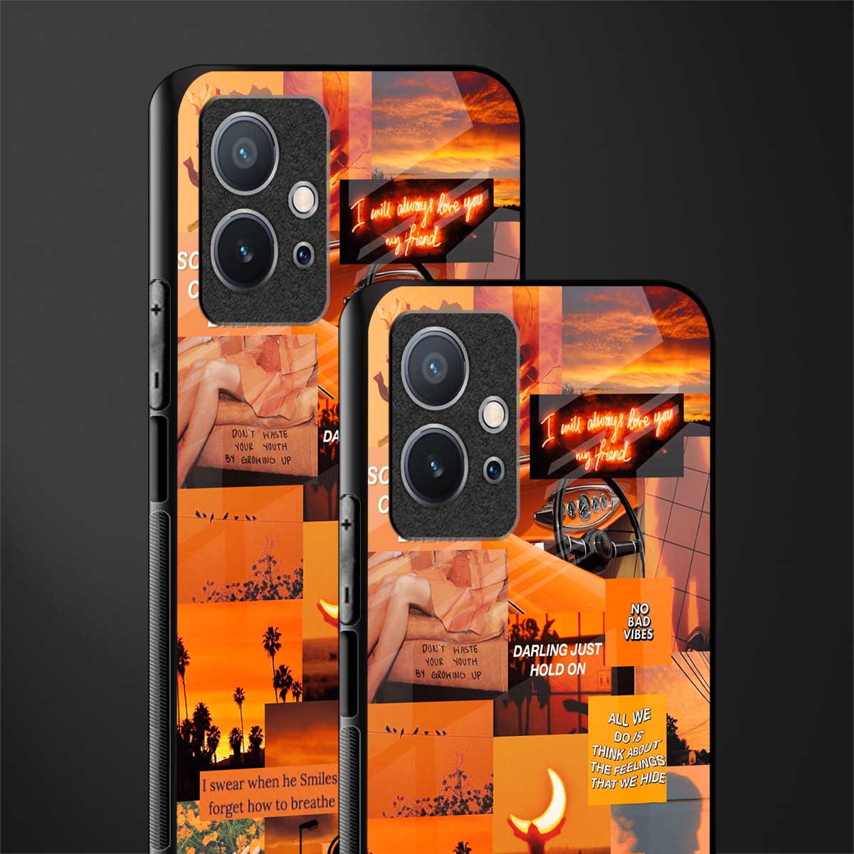orange aesthetic glass case for vivo t1 5g image-2