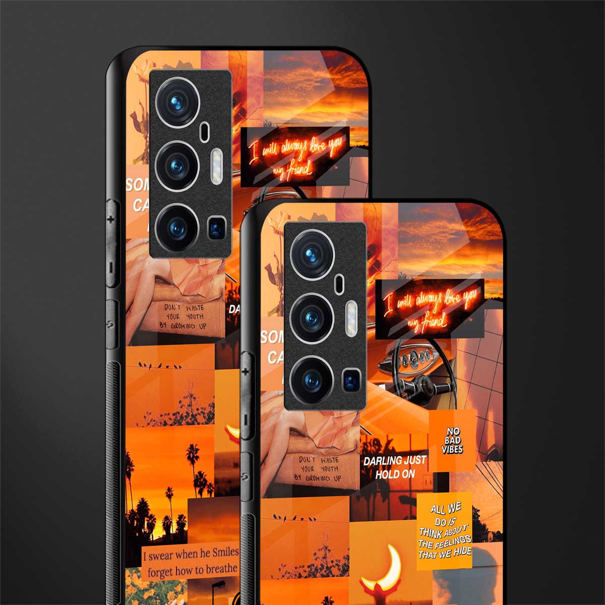 orange aesthetic glass case for vivo x70 pro plus image-2