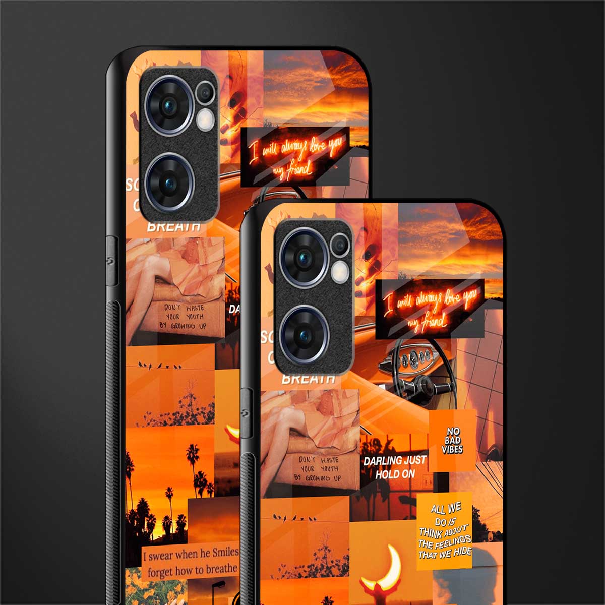 orange aesthetic glass case for oppo reno7 5g image-2