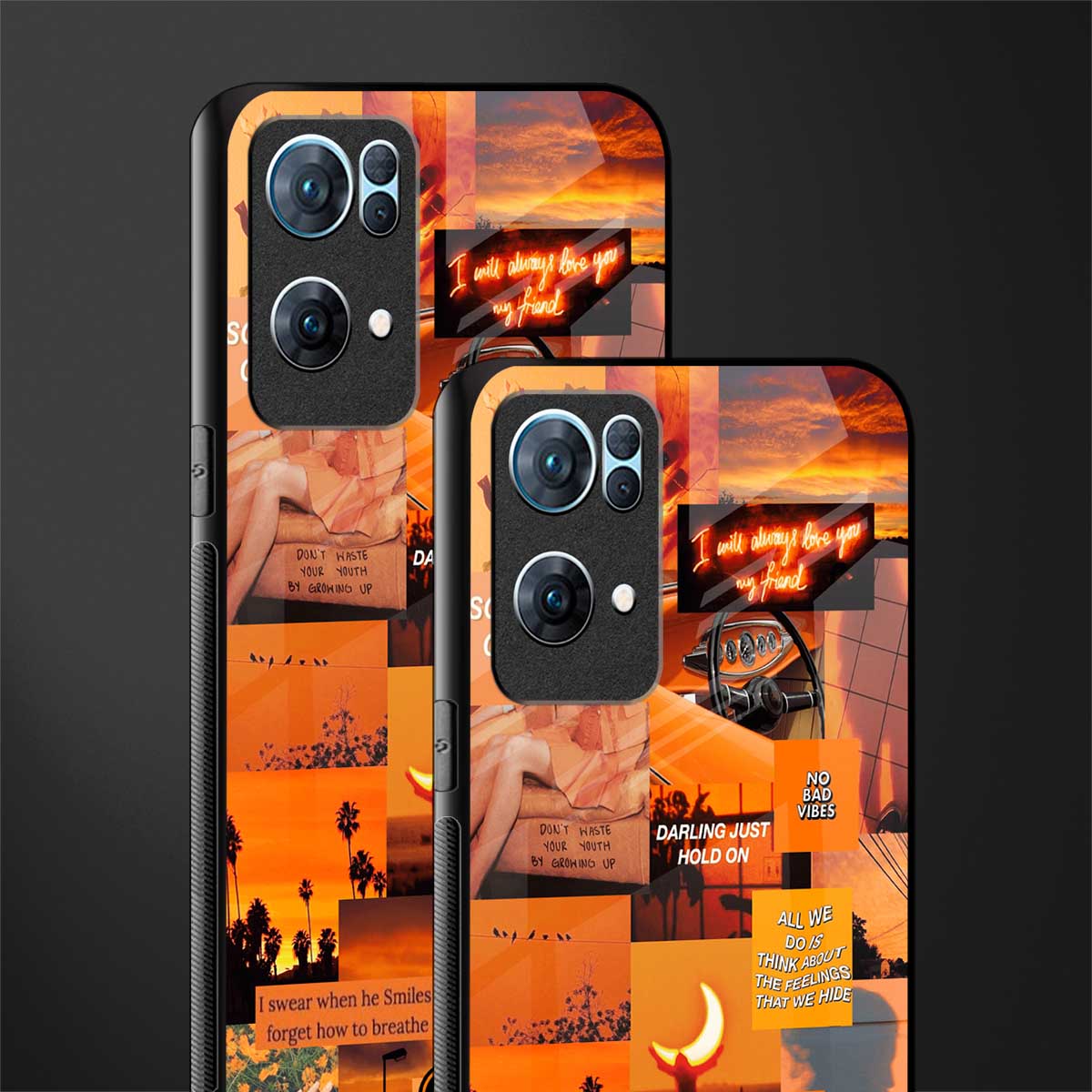 orange aesthetic glass case for oppo reno7 pro 5g image-2