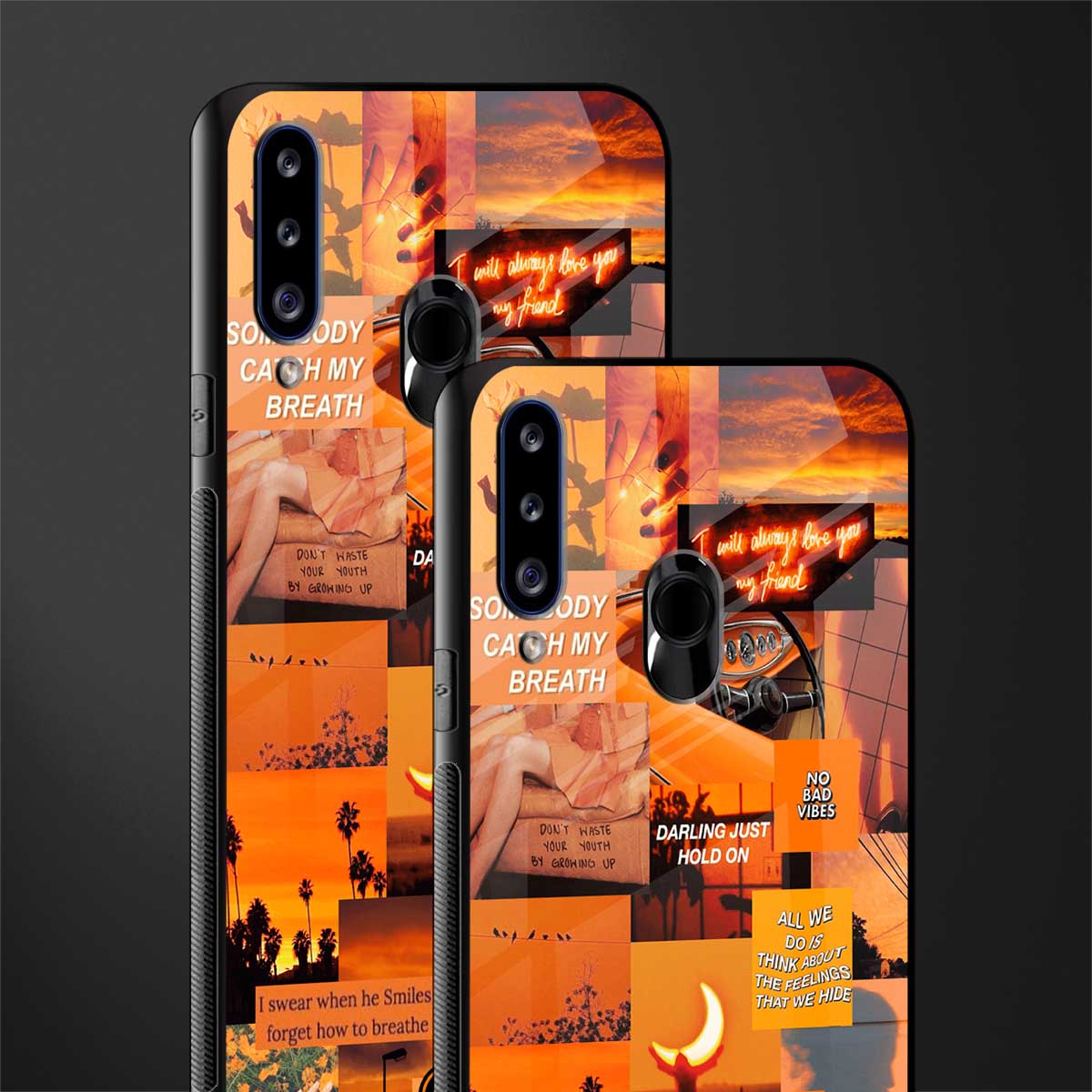 orange aesthetic glass case for samsung galaxy a20s image-2