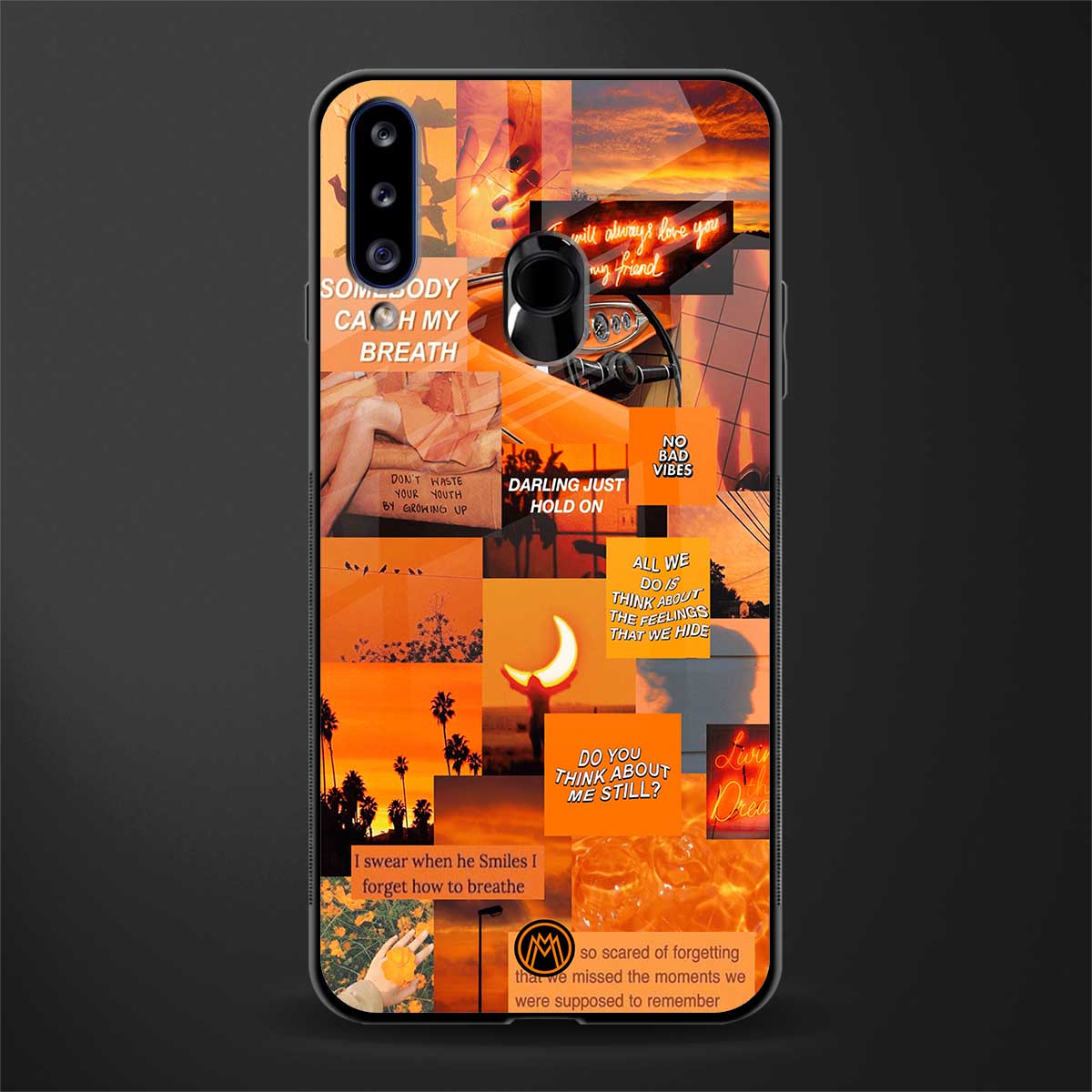 orange aesthetic glass case for samsung galaxy a20s image