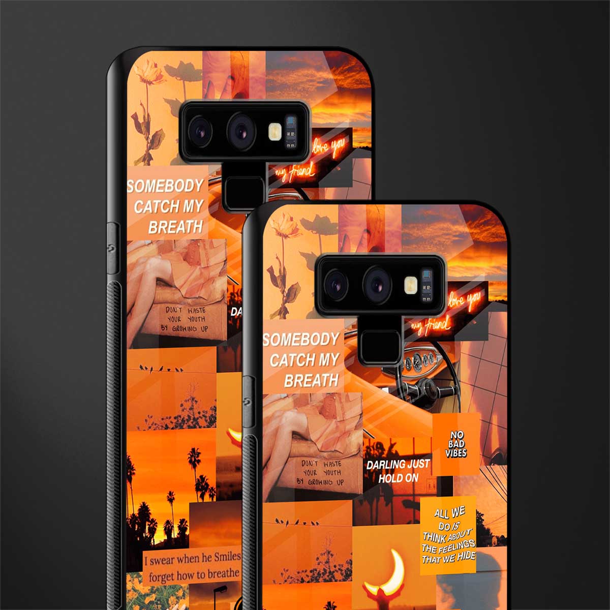 orange aesthetic glass case for samsung galaxy note 9 image-2