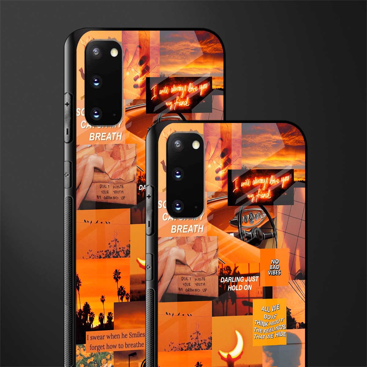 orange aesthetic glass case for samsung galaxy s20 image-2