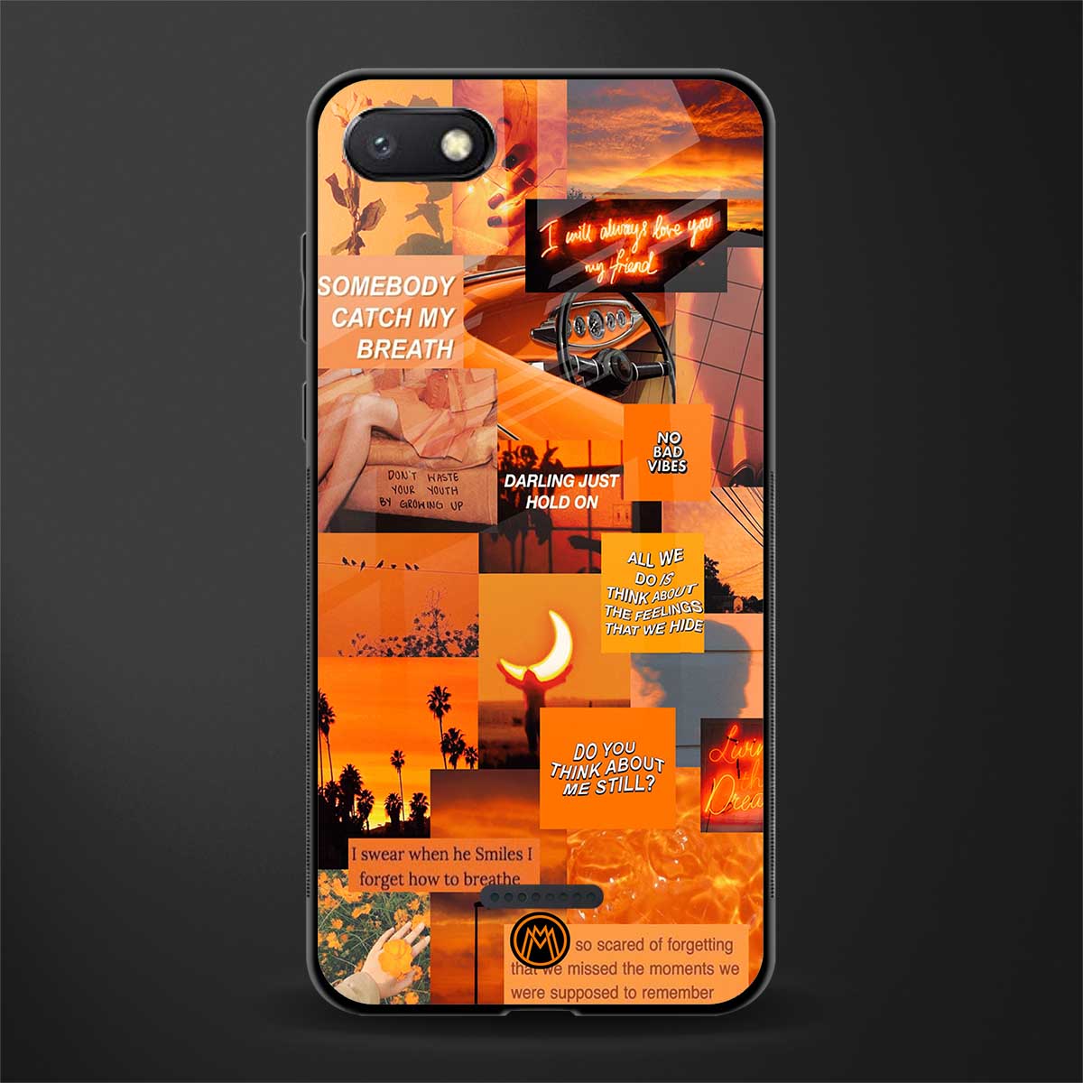 orange aesthetic glass case for redmi 6a image