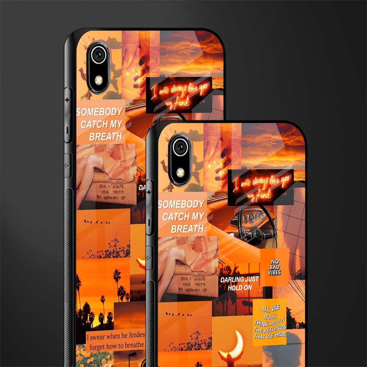 orange aesthetic glass case for redmi 7a image-2