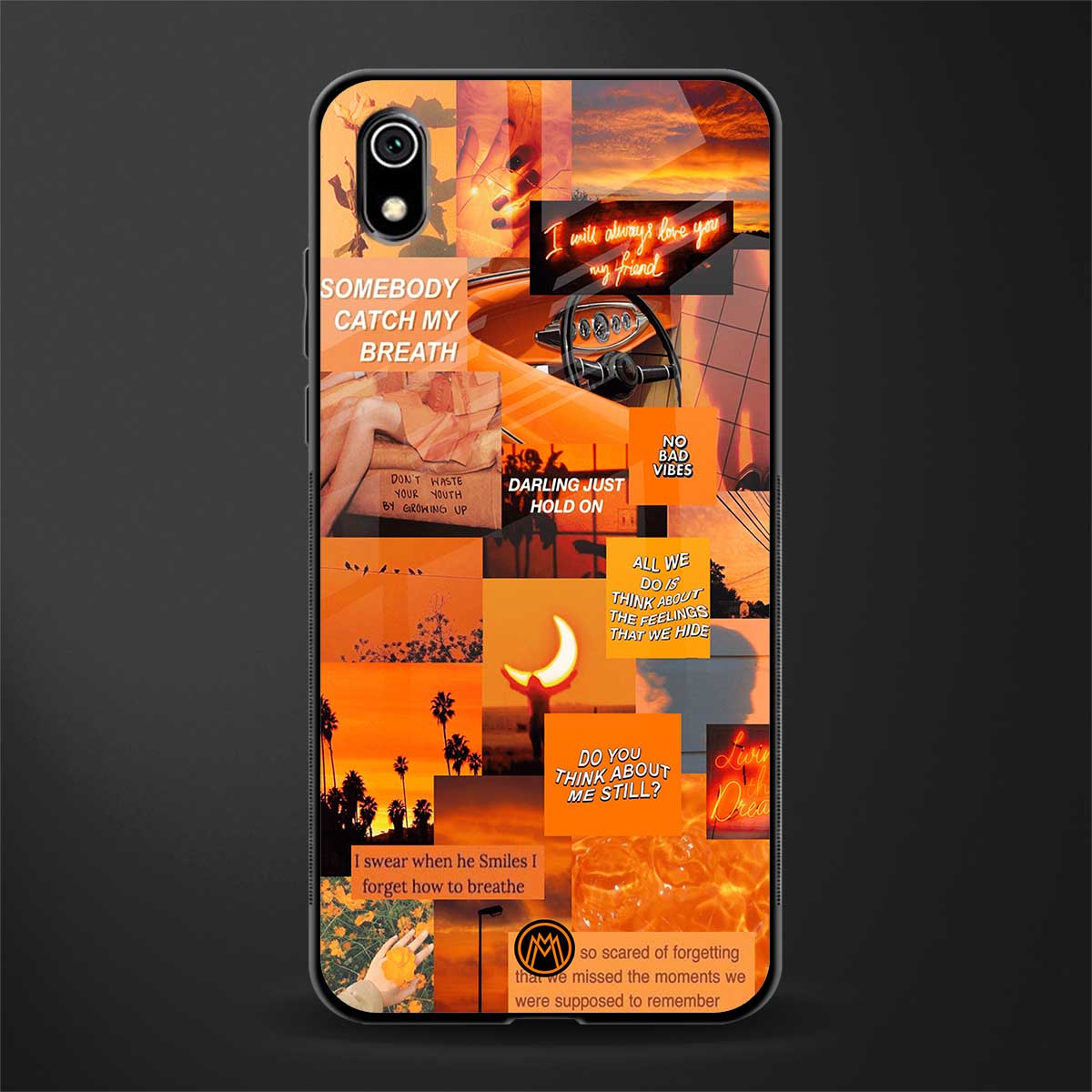 orange aesthetic glass case for redmi 7a image