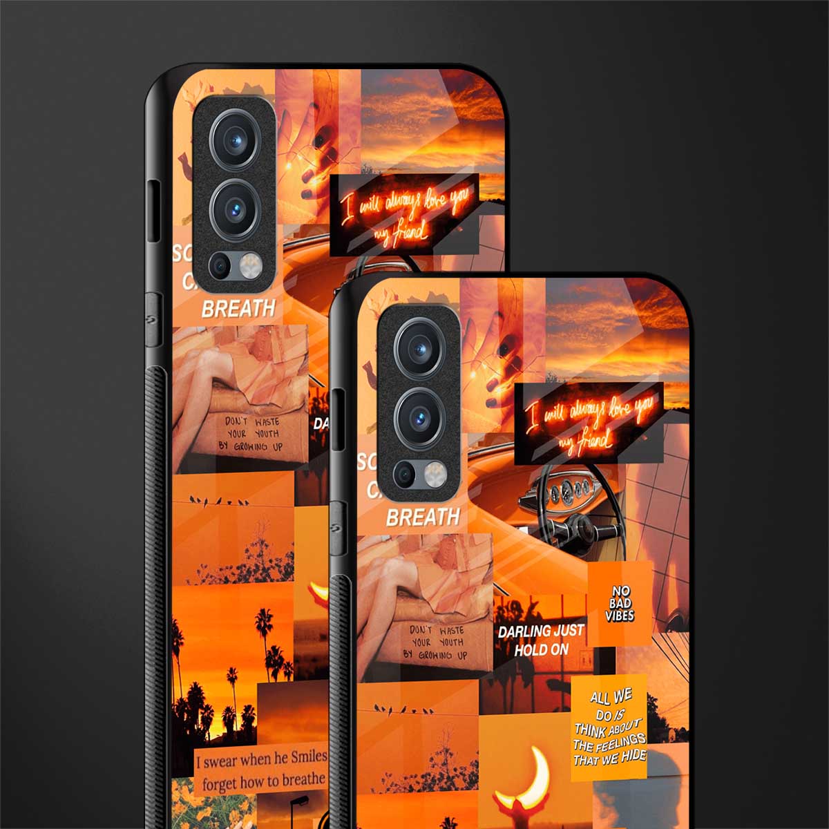 orange aesthetic glass case for oneplus nord 2 5g image-2