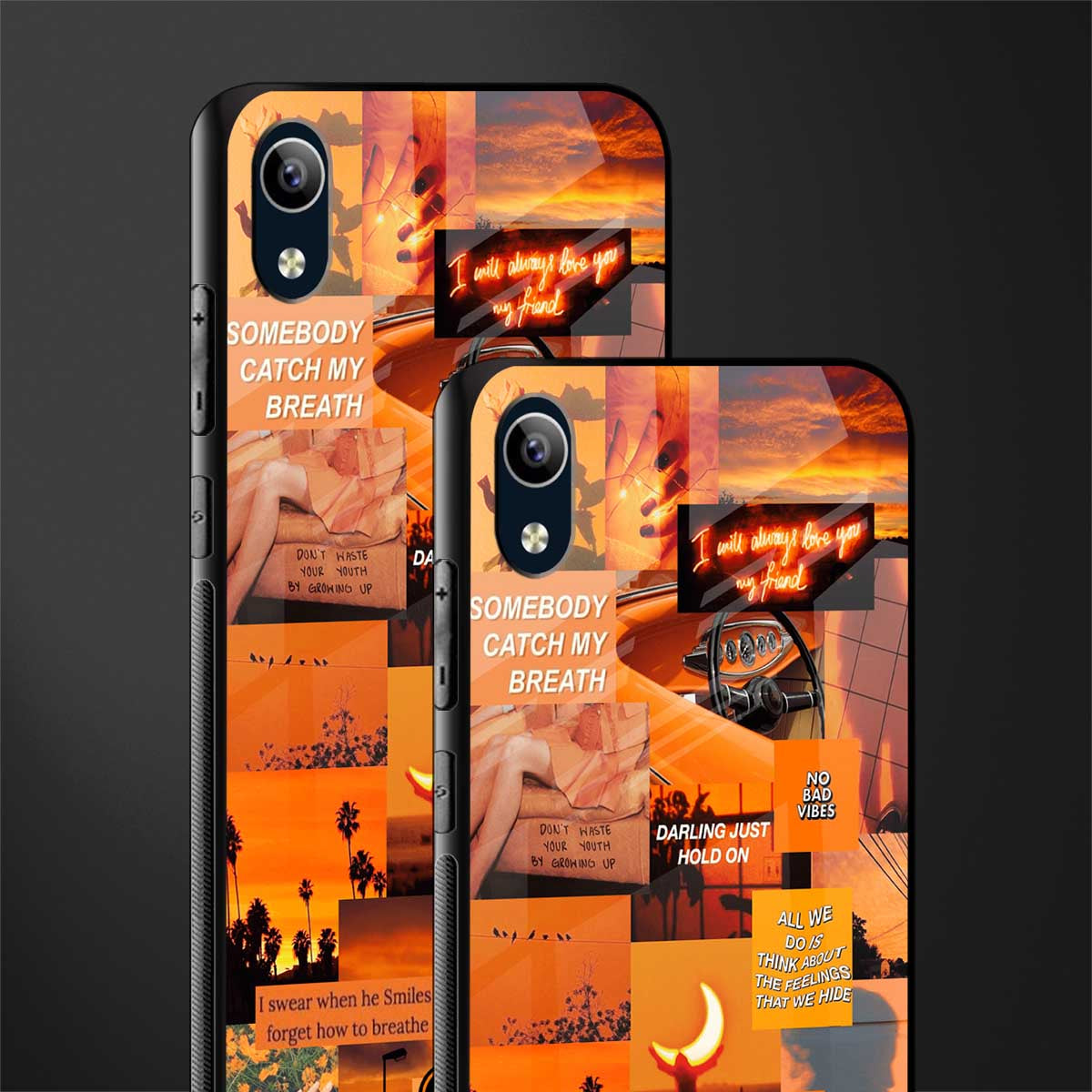 orange aesthetic glass case for vivo y1s without fingerprint image-2