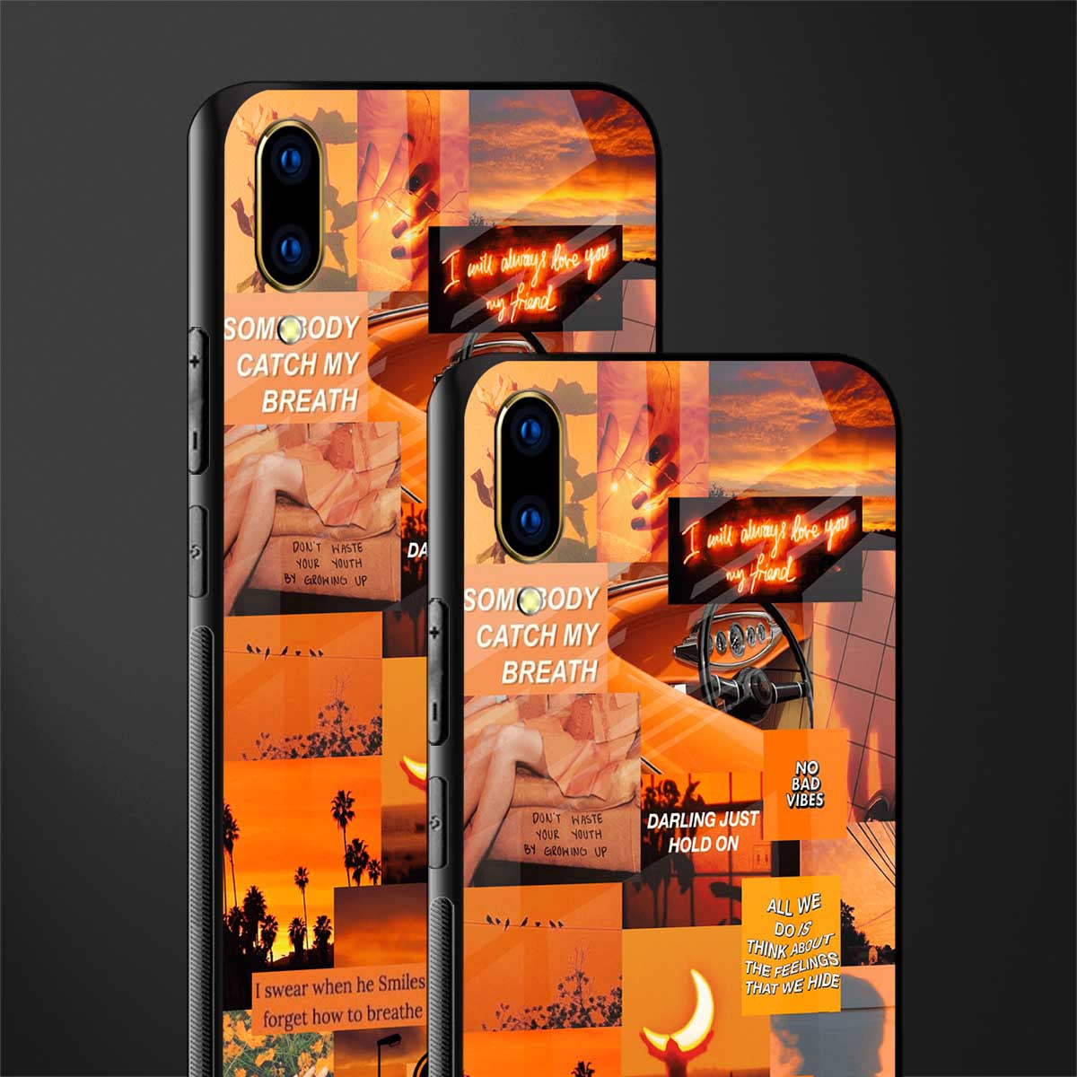 orange aesthetic glass case for vivo v11 pro image-2