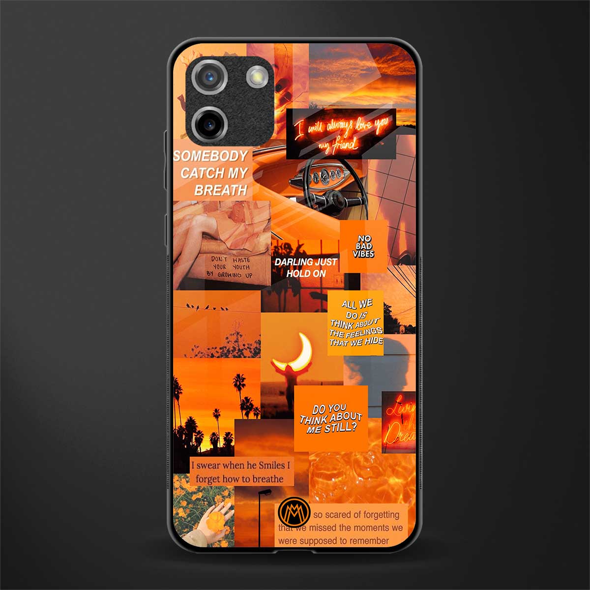 orange aesthetic glass case for realme c11 image