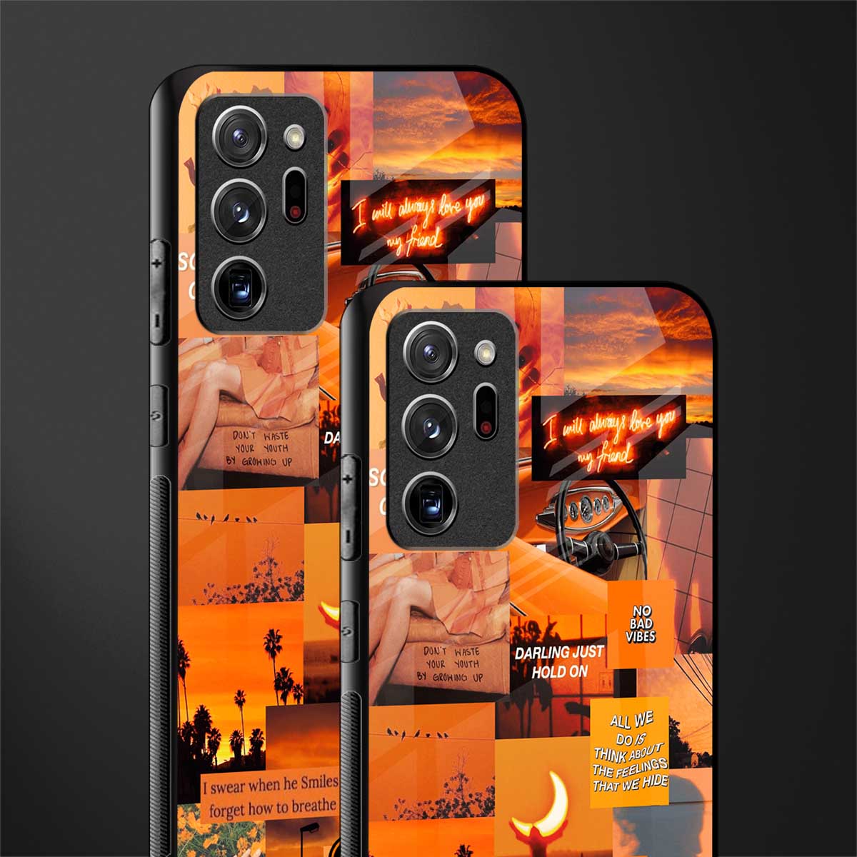 orange aesthetic glass case for samsung galaxy note 20 ultra 5g image-2
