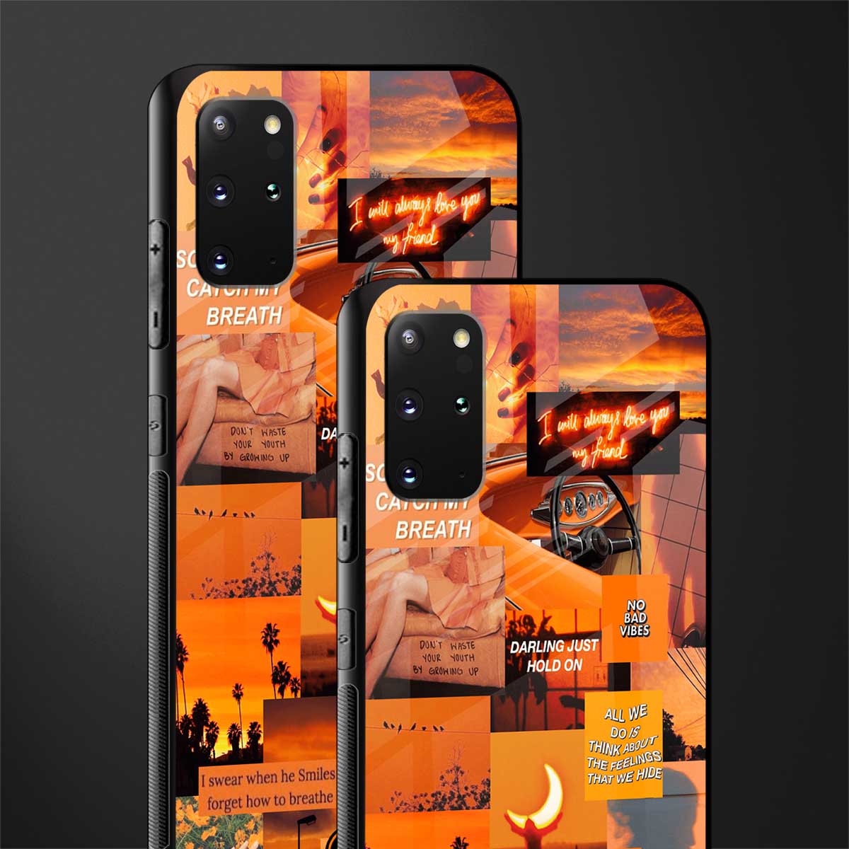 orange aesthetic glass case for samsung galaxy s20 plus image-2