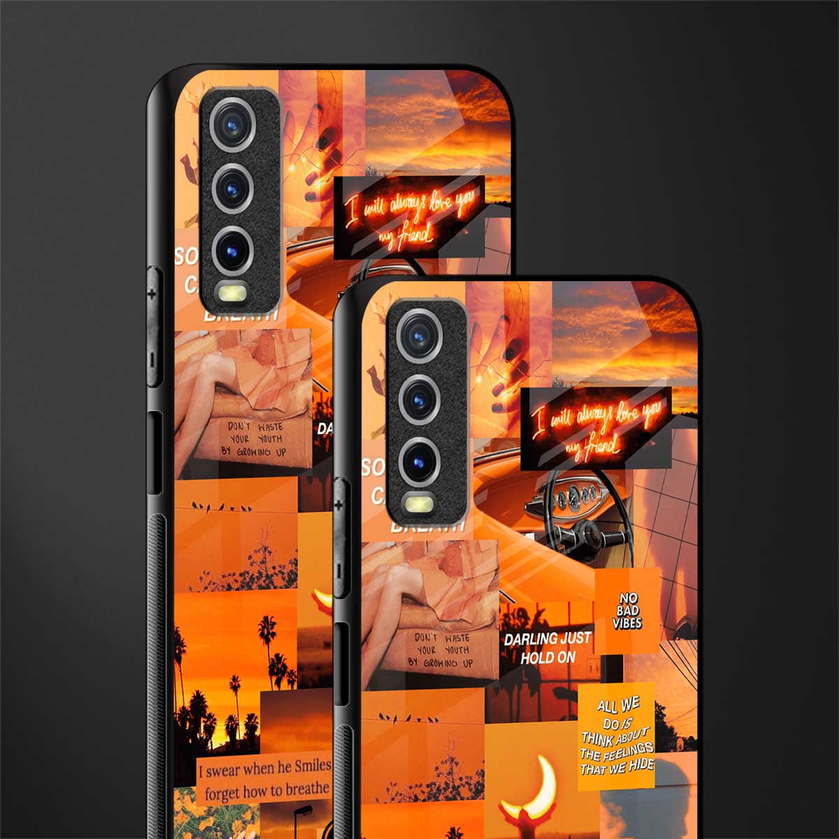 orange aesthetic glass case for vivo y20svivo y20avivo y20g image-2