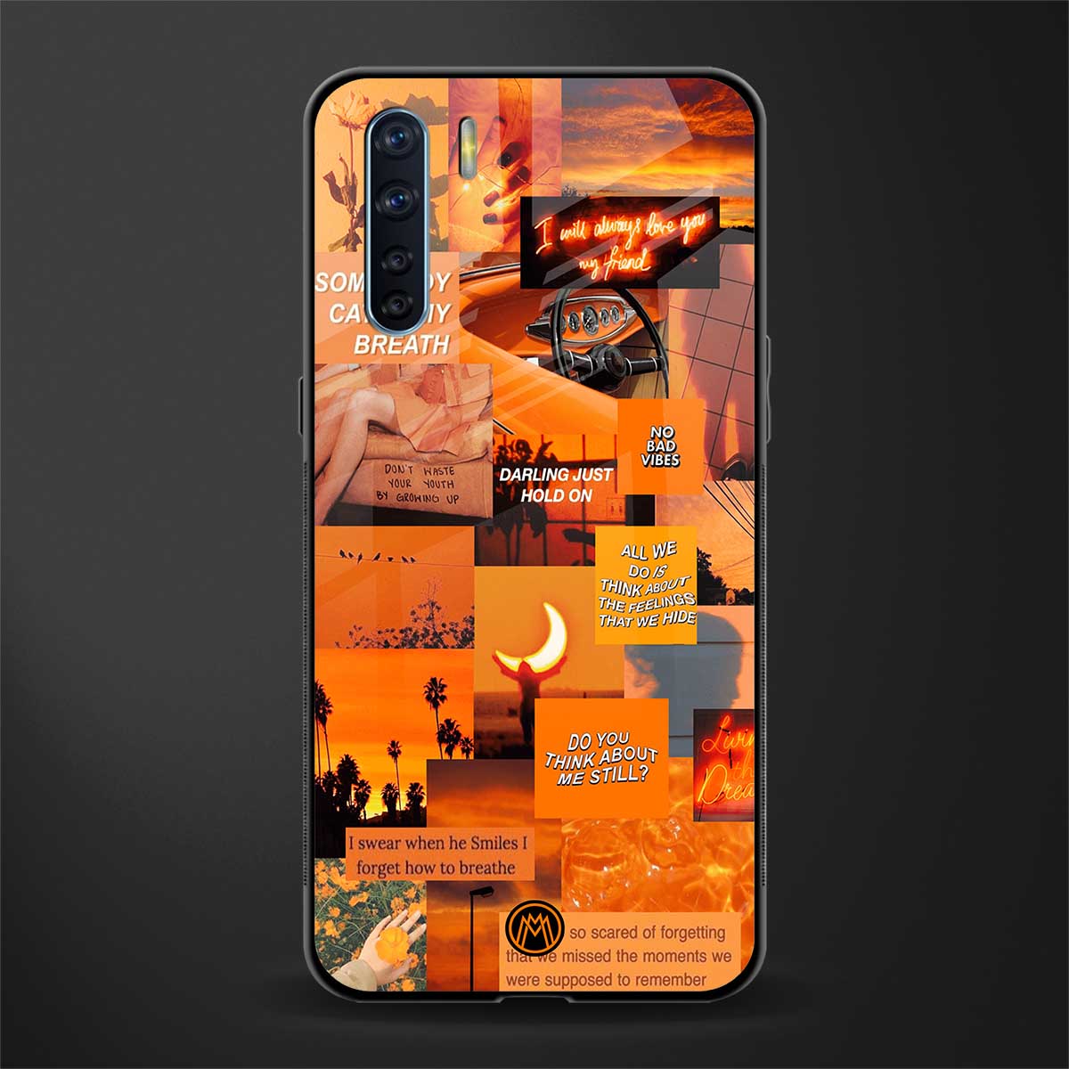 orange aesthetic glass case for oppo f15 image