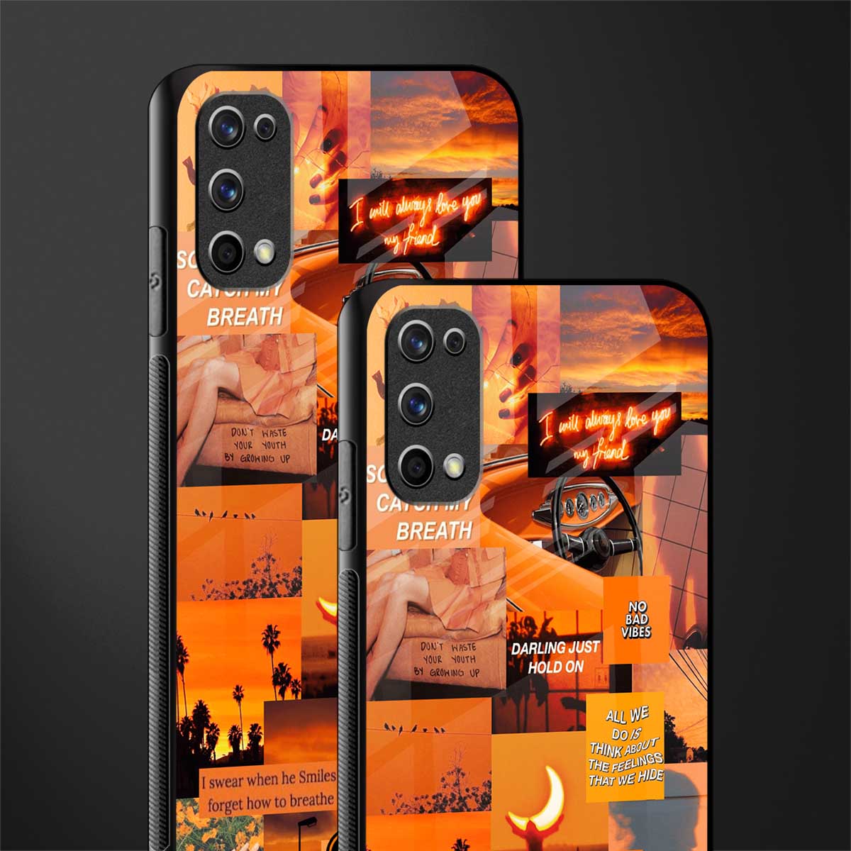 orange aesthetic glass case for realme 7 pro image-2