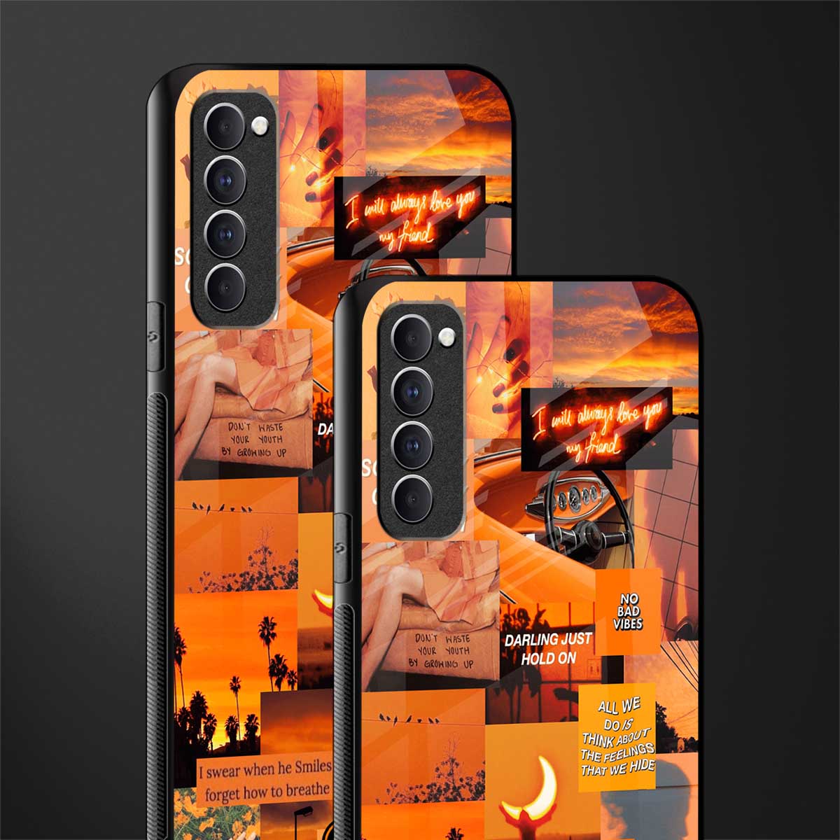 orange aesthetic glass case for oppo reno 4 pro image-2