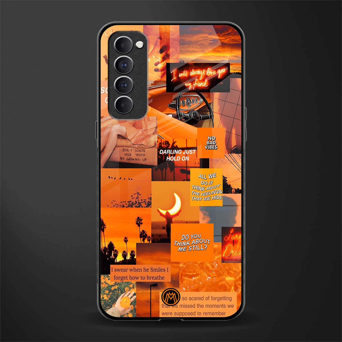 orange aesthetic glass case for oppo reno 4 pro image