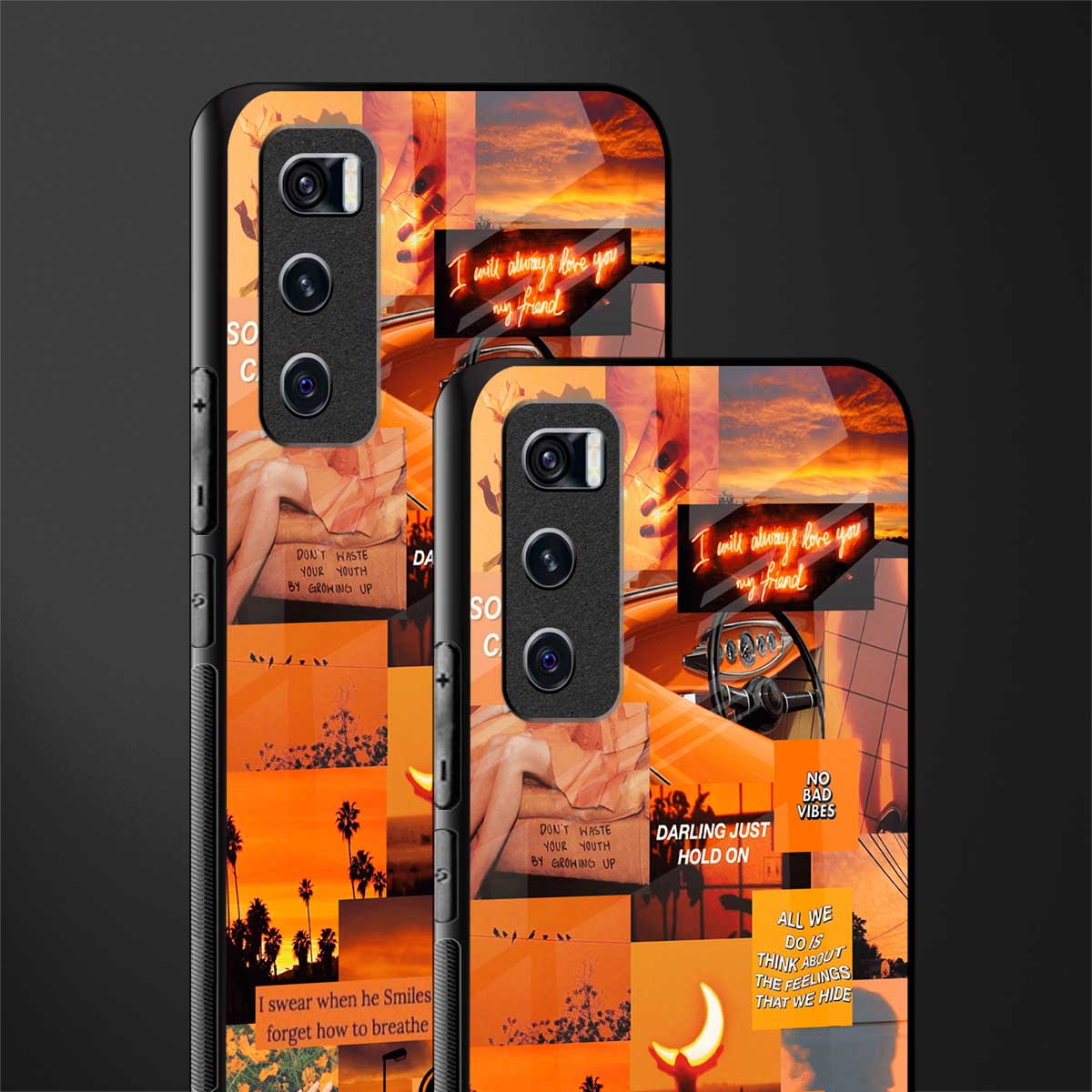 orange aesthetic glass case for vivo v20 se image-2