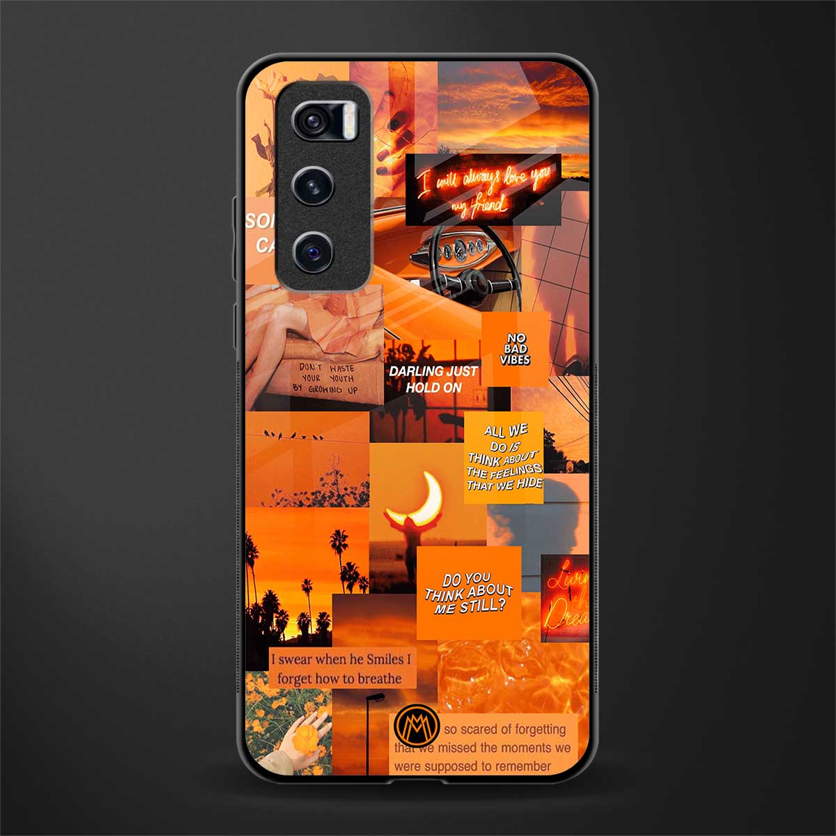 orange aesthetic glass case for vivo v20 se image