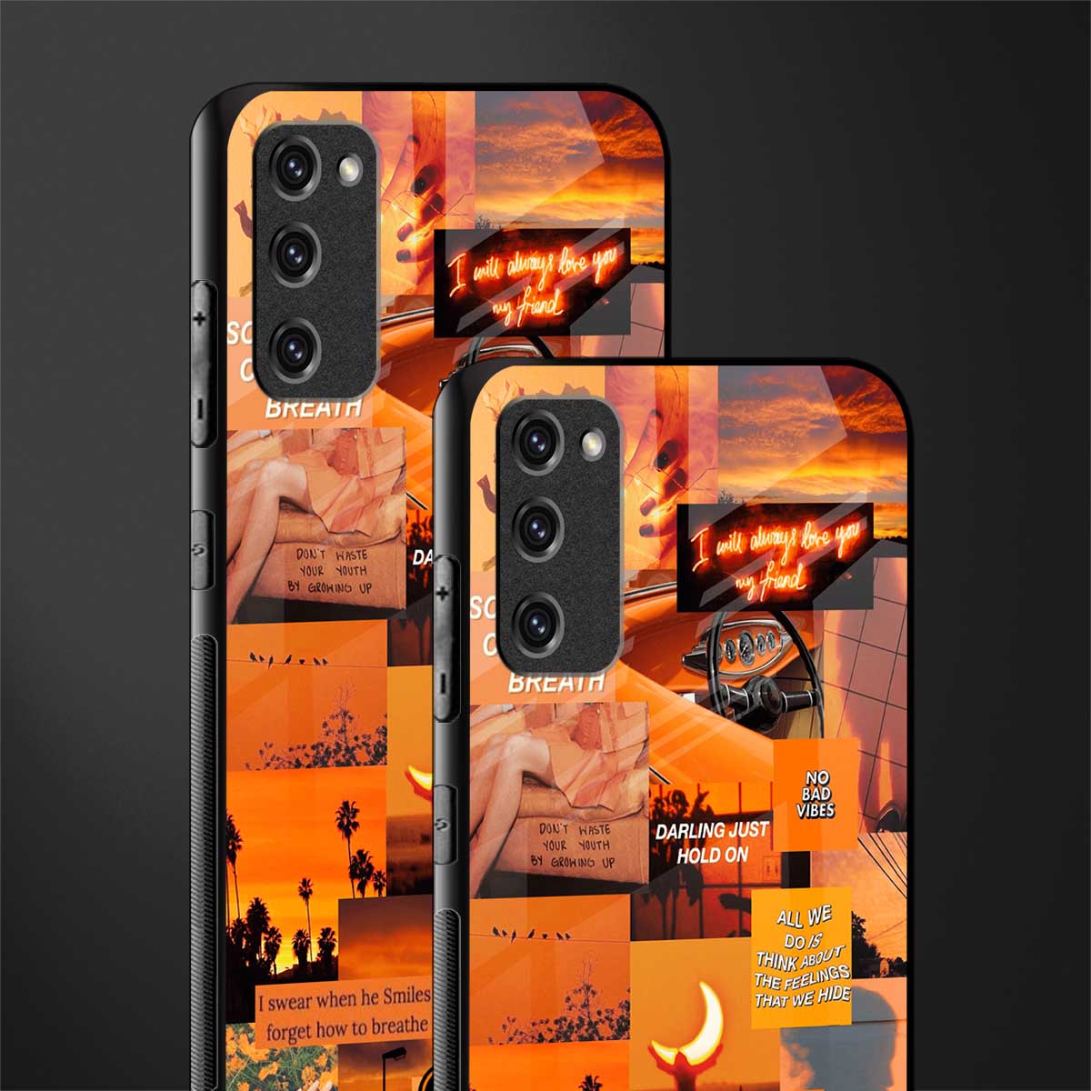 orange aesthetic glass case for samsung galaxy s20 fe image-2