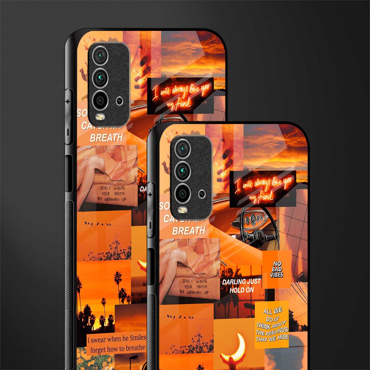 orange aesthetic glass case for redmi 9 power image-2
