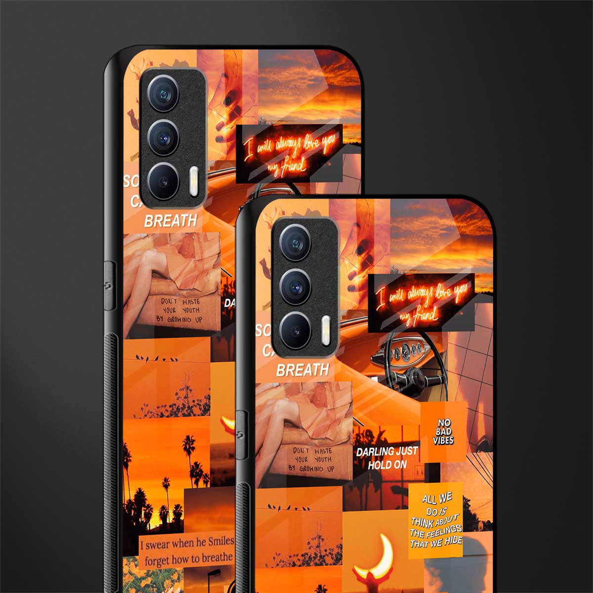orange aesthetic glass case for realme x7 image-2