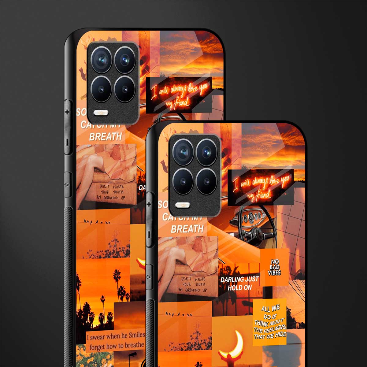 orange aesthetic glass case for realme 8 4g image-2