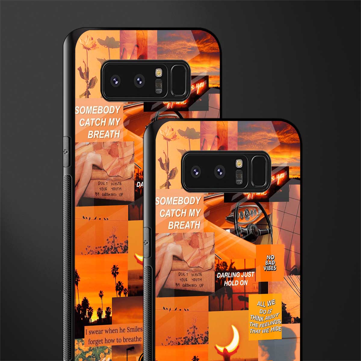 orange aesthetic glass case for samsung galaxy note 8 image-2