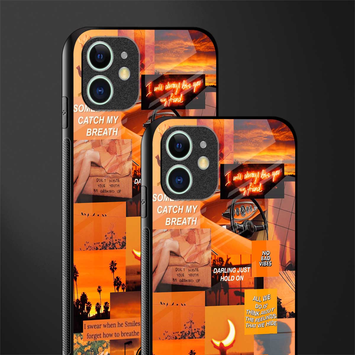 orange aesthetic glass case for iphone 11 image-2