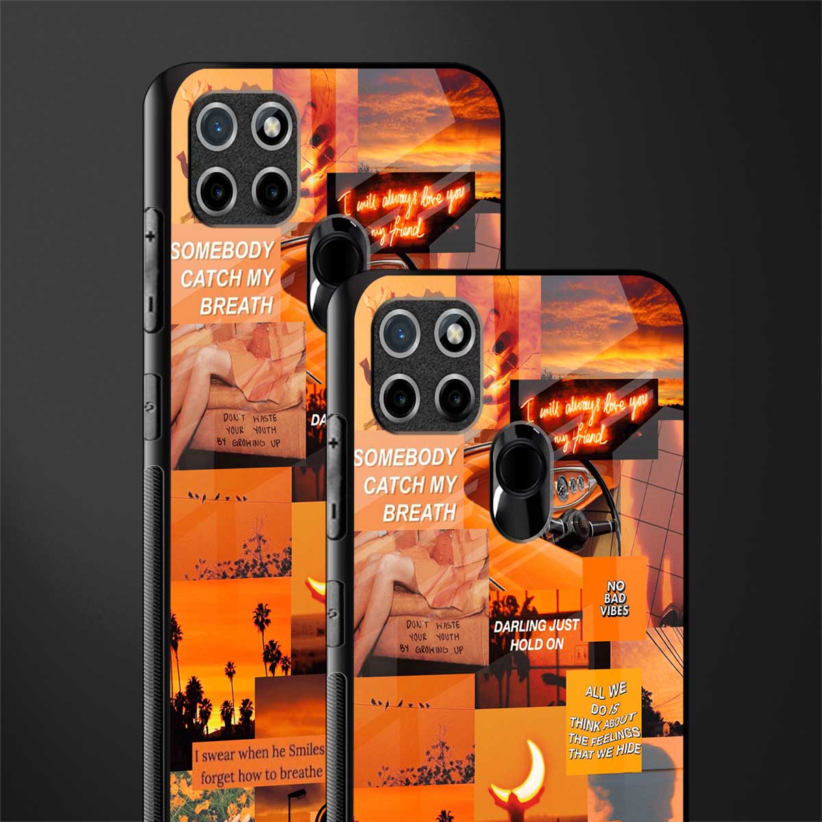 orange aesthetic glass case for realme c21y image-2