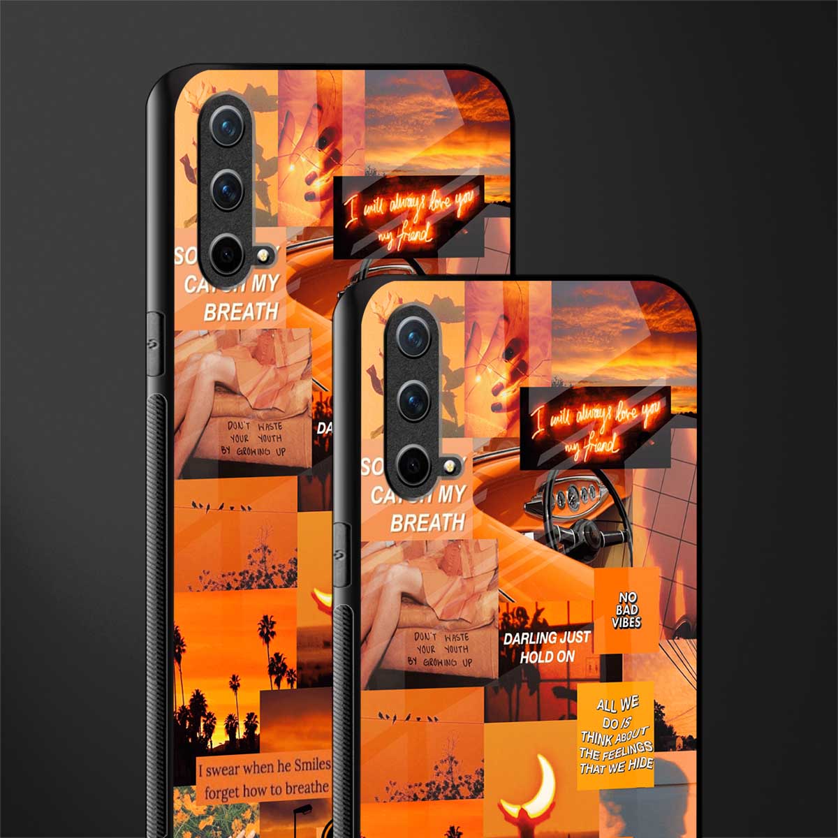 orange aesthetic glass case for oneplus nord ce 5g image-2