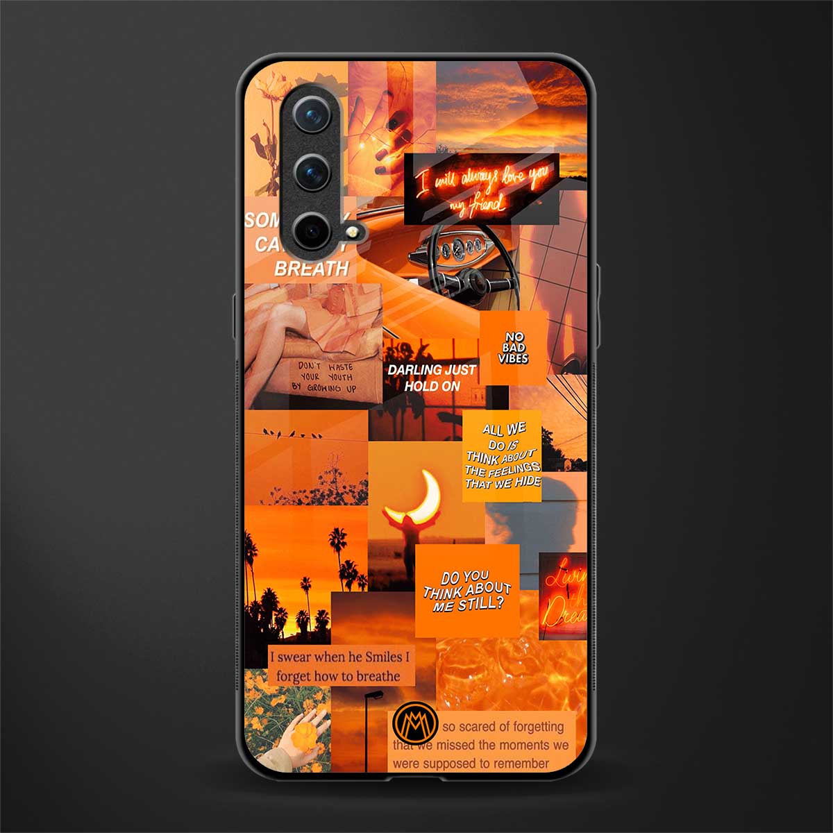 orange aesthetic glass case for oneplus nord ce 5g image