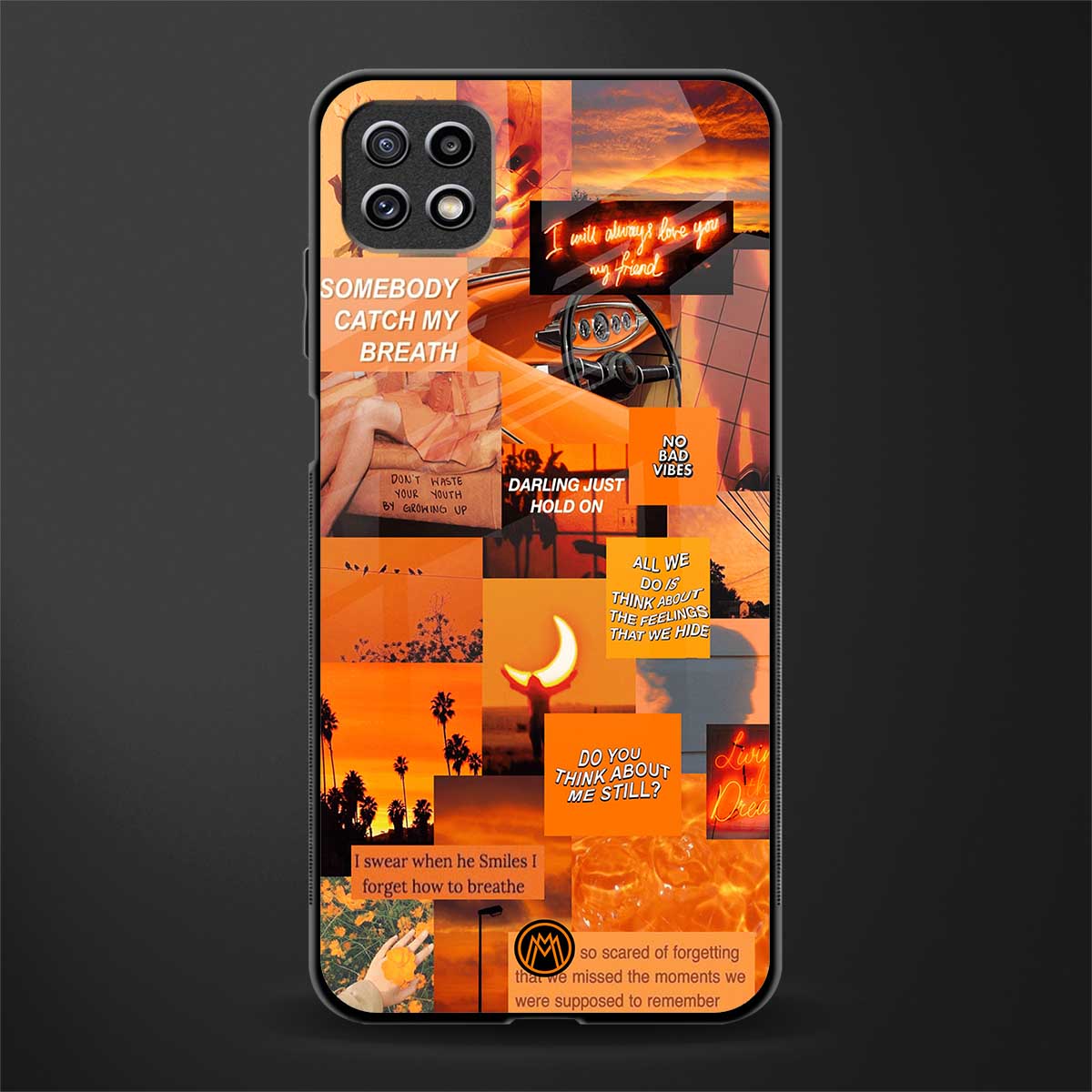 orange aesthetic glass case for samsung galaxy a22 5g image