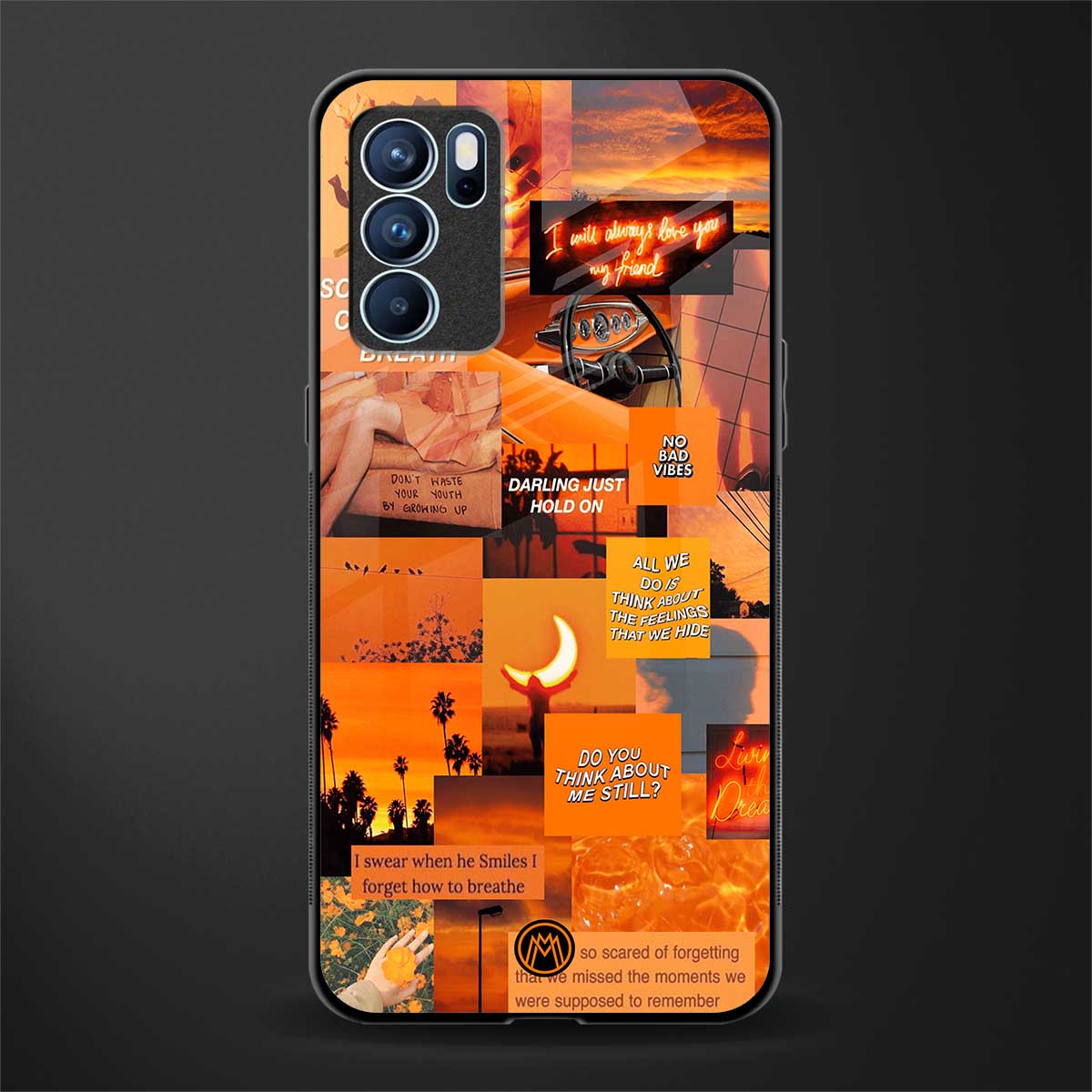 orange aesthetic glass case for oppo reno6 5g image